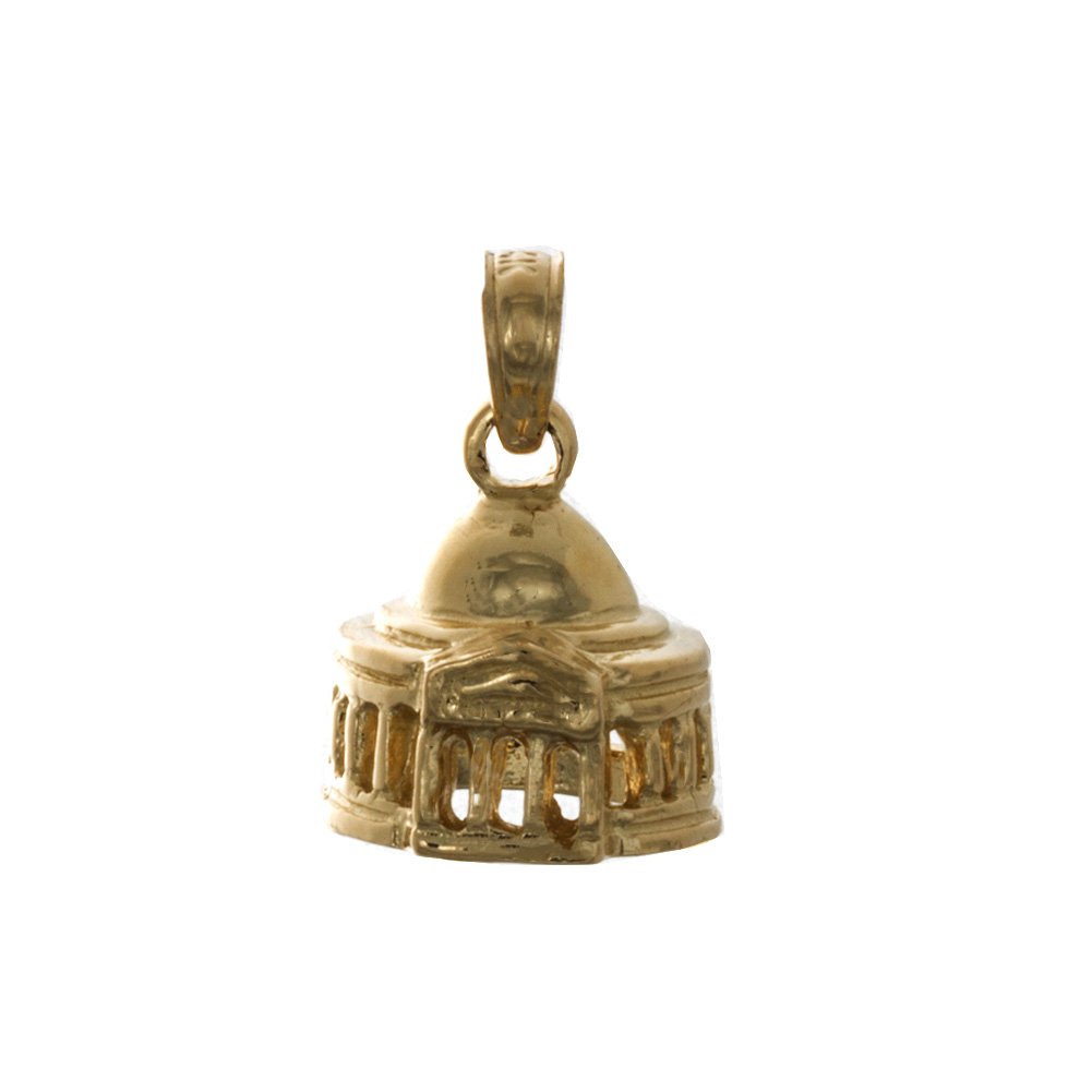 14K Yellow Gold Jefferson Memorial Travel Charm Pendant - 3D Washington D.C. Souvenir Jewelry for Necklace, Gift for Travel Lovers & History Enthusiasts