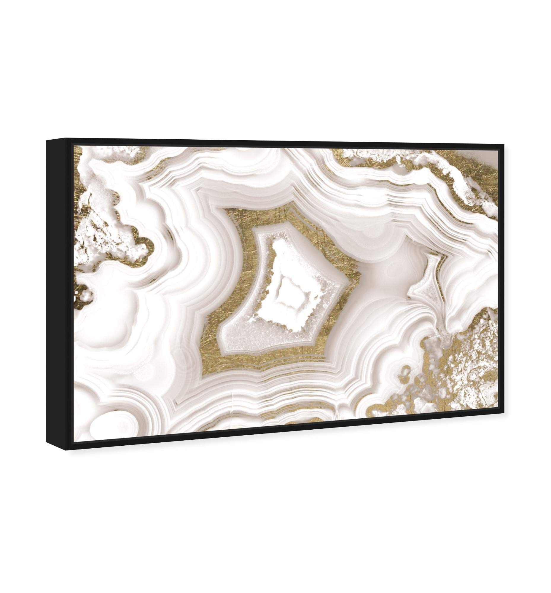 Oliver Gal Abstract Framed Wall Art 'AdoreGeo Luxe' Crystal Canvas Print - 10x15 Inches Gold & White Home Decor for Living Room, Bedroom & Office