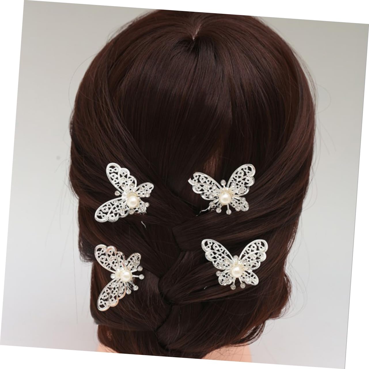 OSALADI 12pcs Rhinestone Pearl Hair Pins - Bridal Hair Accessories Set with Butterfly Design for Wedding, Prom & Special Occasions | Decorative Hair Clips for White Dresses & Updos