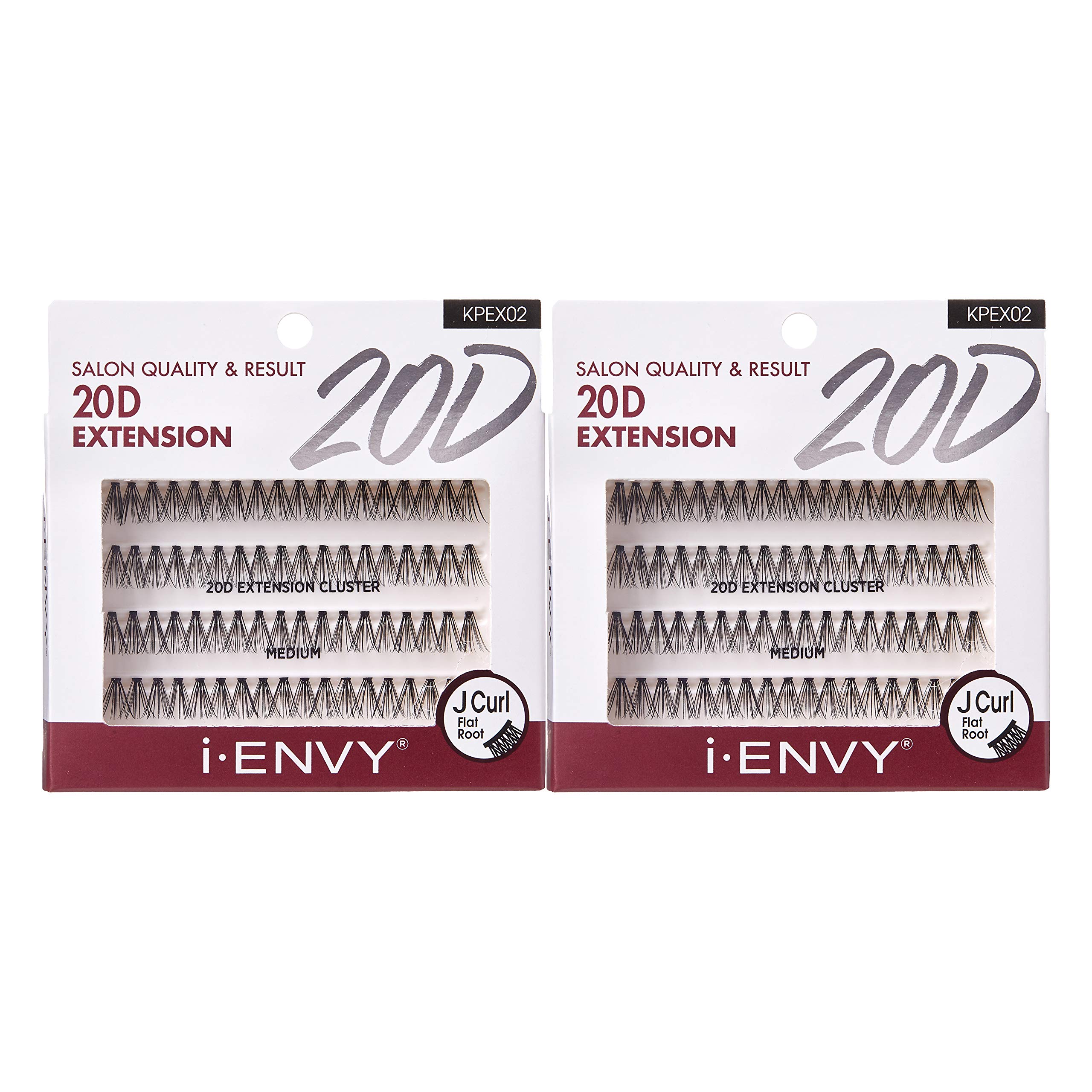 i-ENVY 20D Cluster Eyelash Extensions - Medium Length, 2 Pack - Flat Root for Seamless DIY Application | Natural Looking Lashes for Everyday Wear & Special Occasions