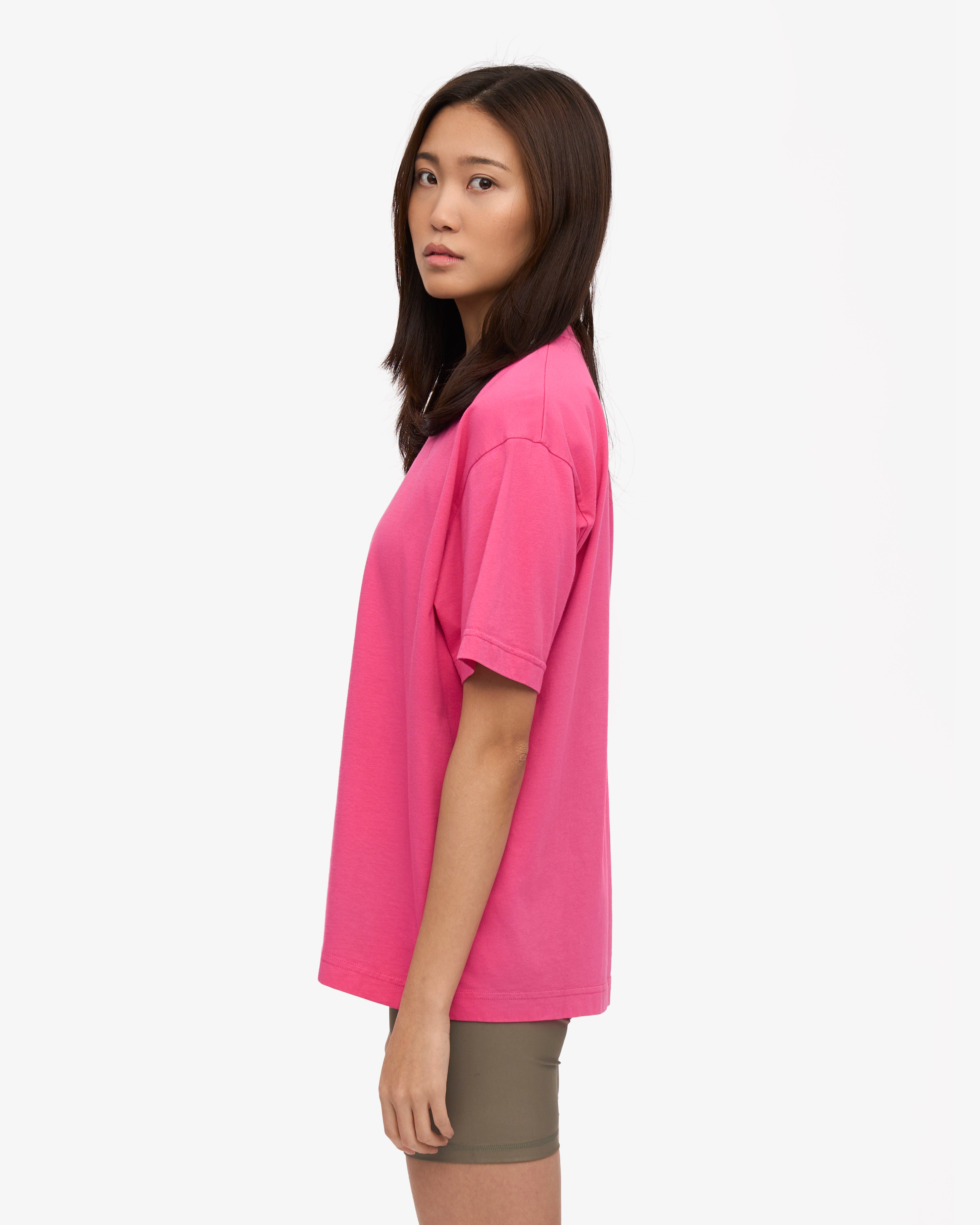 Oversized Organic Cotton T-Shirt for Women - Soft & Comfortable Bubblegum Pink Tee - Perfect for Casual Wear, Loungewear & Street Style