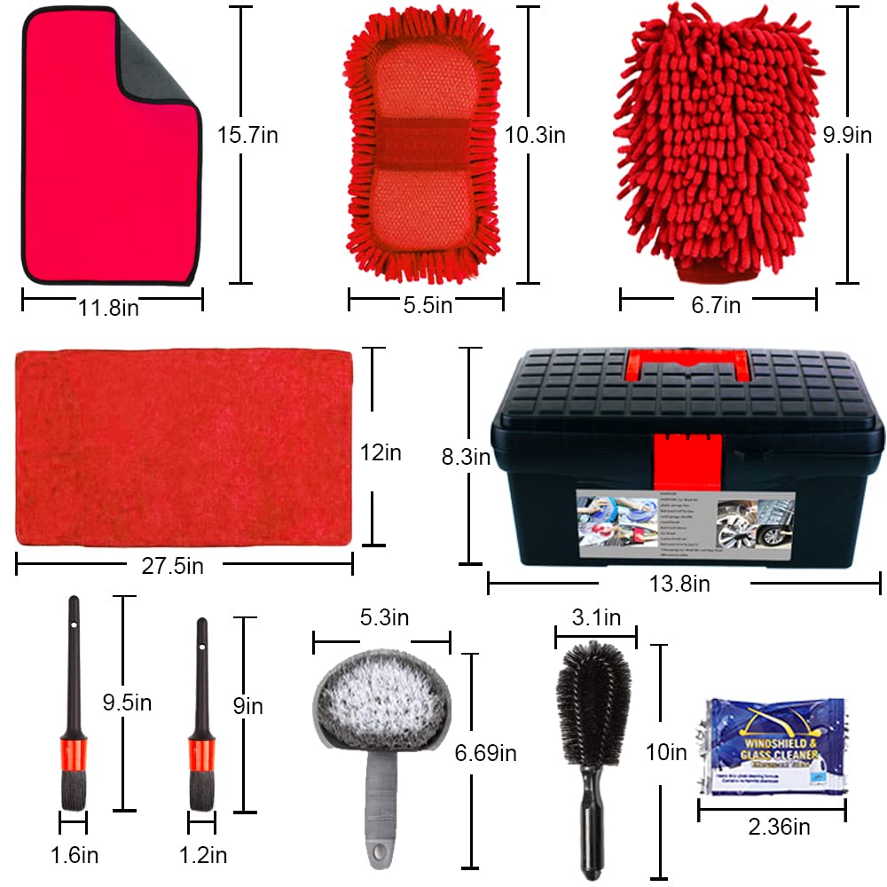 Premium Car Wash Kit with Long Handle Brush & Microfiber Towels - Complete Car Cleaning Tools Set for Exterior & Interior Detailing - Ideal for Home Car Washing, Auto Detailing & Vehicle Maintenance