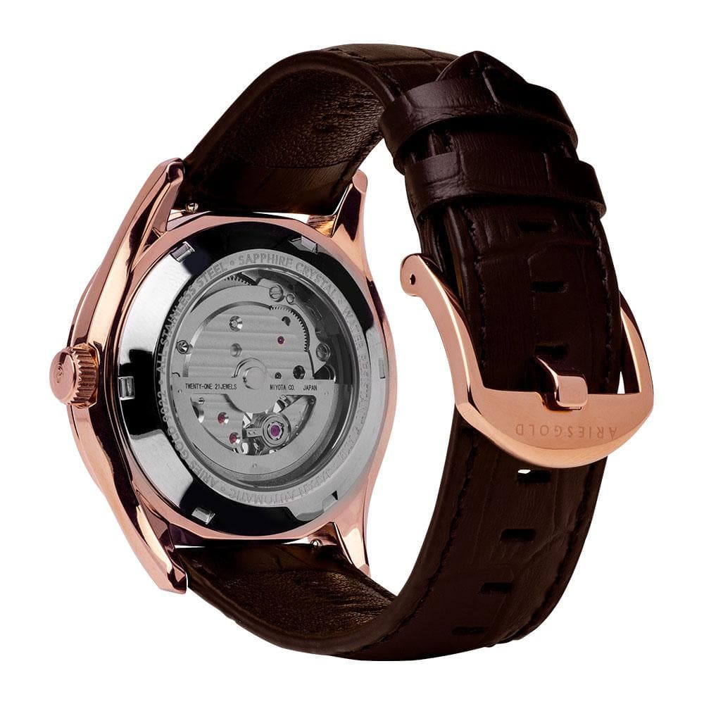 ARIES GOLD INSPIRA G 9022 RG BU Men's Luxury Watch - Elegant Rose Gold Stainless Steel Timepiece for Business, Formal & Special Occasions