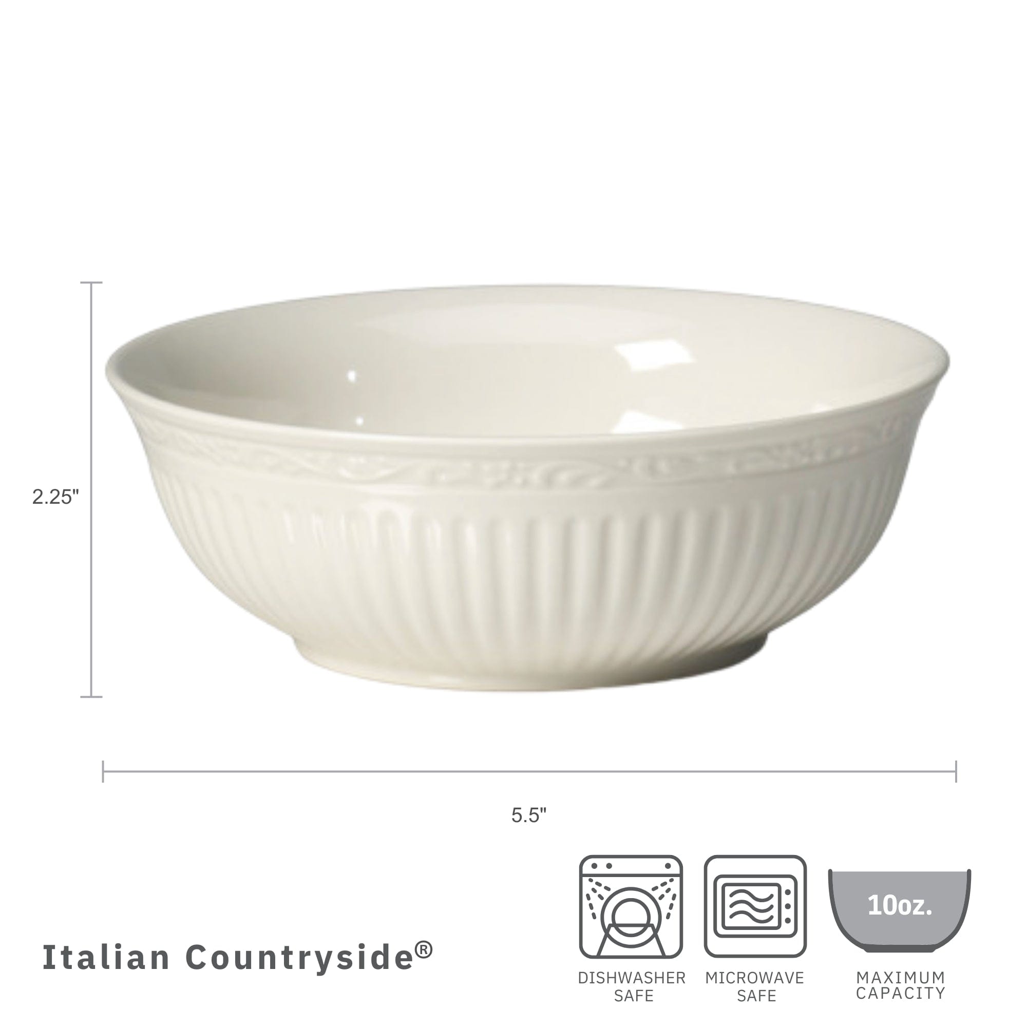 Italian Countryside® 4-Piece Ceramic Fruit Bowls Set - Elegant Handcrafted Serving Bowls for Kitchen, Dining Table, and Party Decor