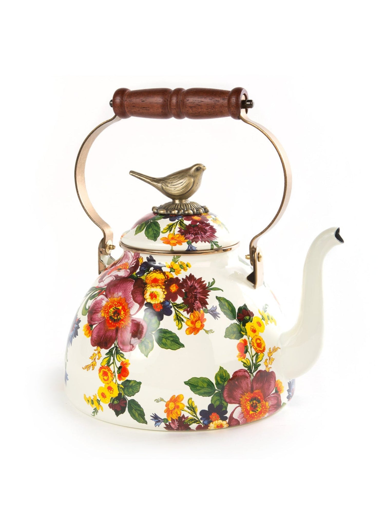 Vintage Floral Bird Tea Kettle - 1.2L Whistling Stovetop Teapot with Ergonomic Handle - Perfect for Afternoon Tea, Kitchen Decor & Gift Giving