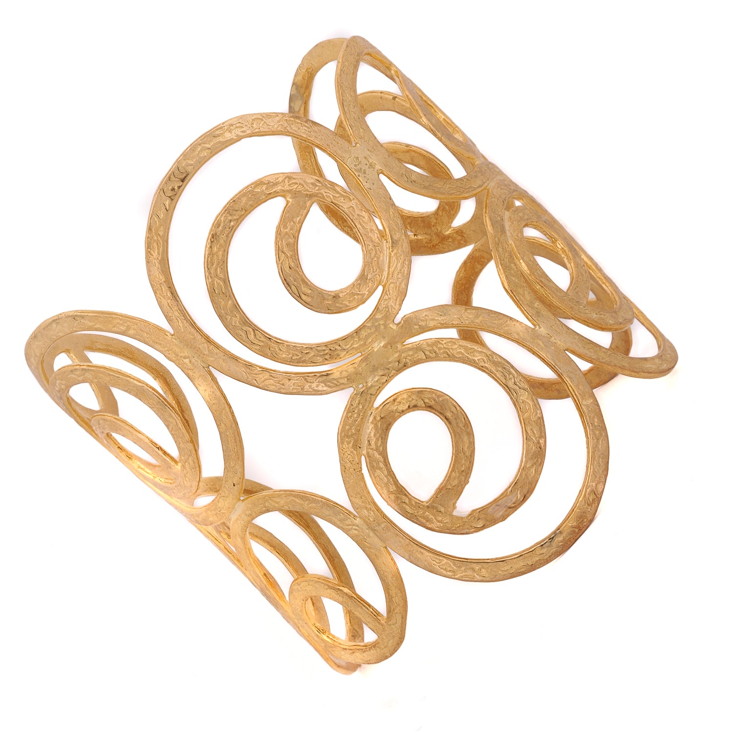 Spiral Design Gold Chunky Statement Cuff Bracelet for Women - Elegant Boho Jewelry for Parties, Weddings & Special Occasions