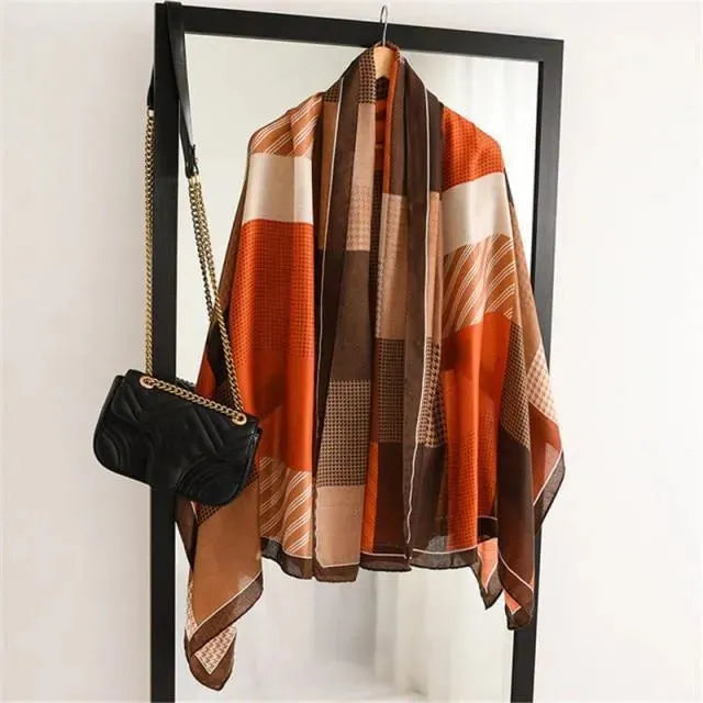 Luxury Striped Scarves for Women - Soft Cashmere & Silk Blend - Elegant Fashion Accessory for Winter, Office & Special Occasions