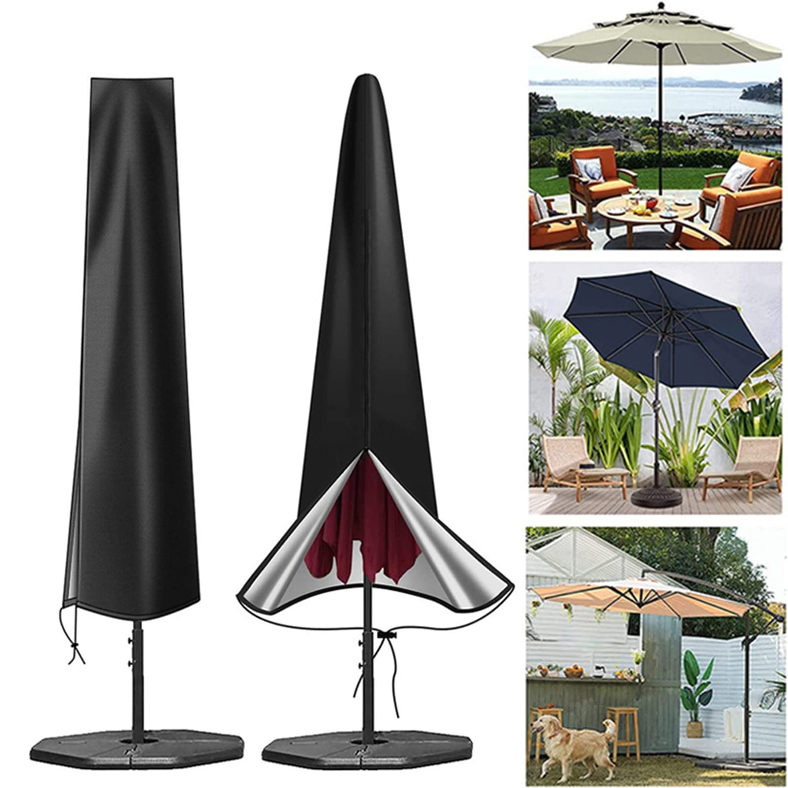 Waterproof Oxford Umbrella Cover with Zip for 9-12ft Patio & Garden - Outdoor Protection