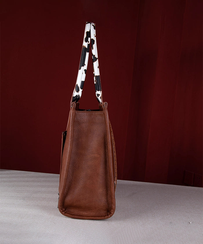 Wrangler Cow Print Crossbody Tote Bag for Women - Stylish Western Handbag for Everyday Use, Shopping & Travel