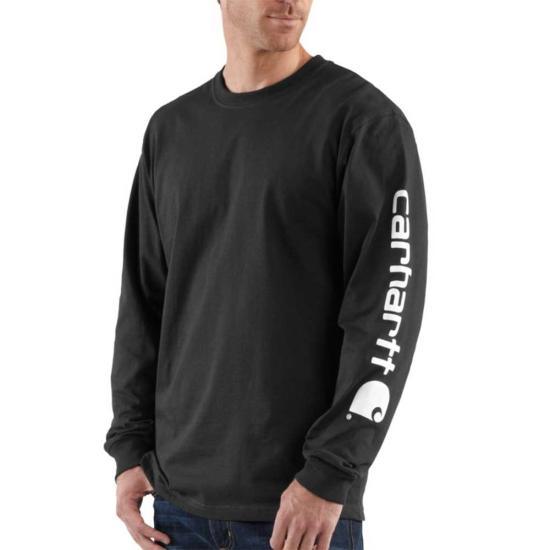 K231 Loose Fit Heavyweight Long Sleeve Graphic T-Shirt with Logo Sleeve - Black/White - Casual Streetwear & Everyday Comfort