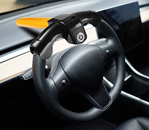 Universal Heavy Duty Anti-Theft Steering Wheel Lock for Cars - Yellow Auto Security Travel Lock (HuiFaCai-lock001) | Perfect for Parking Protection & Vehicle Security During Travel