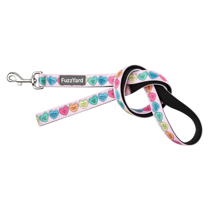 Fuzzyard Candy Hearts Dog Leash - Soft & Durable Pet Lead for Small & Medium Dogs (2 Sizes) - Perfect for Valentine's Day Walks & Pet Fashion Accessories