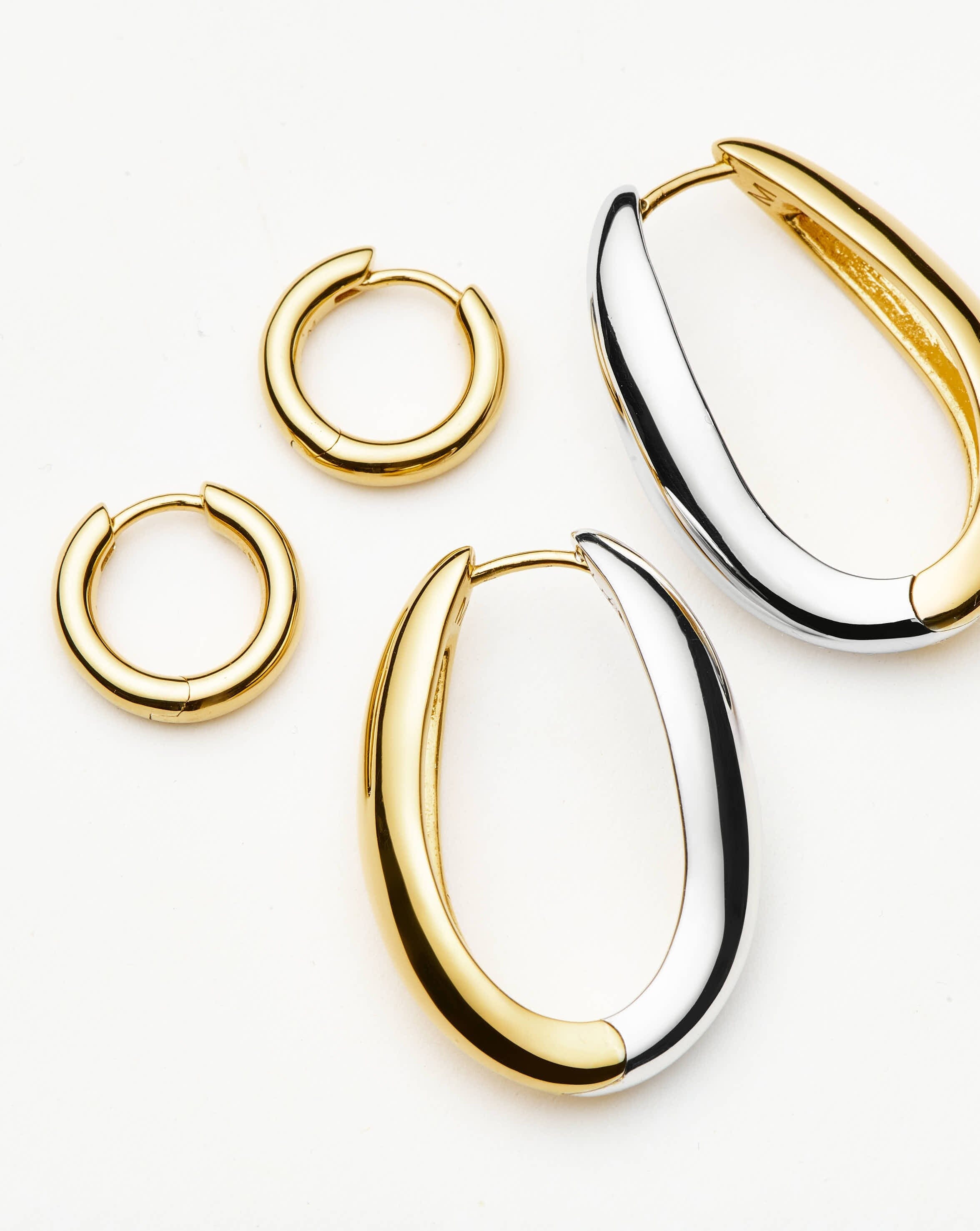 Savi Signature Hoop Earrings Set - 14K Gold Plated Mixed Metal Dangle Hoops for Women | Perfect for Everyday Wear, Parties & Special Occasions