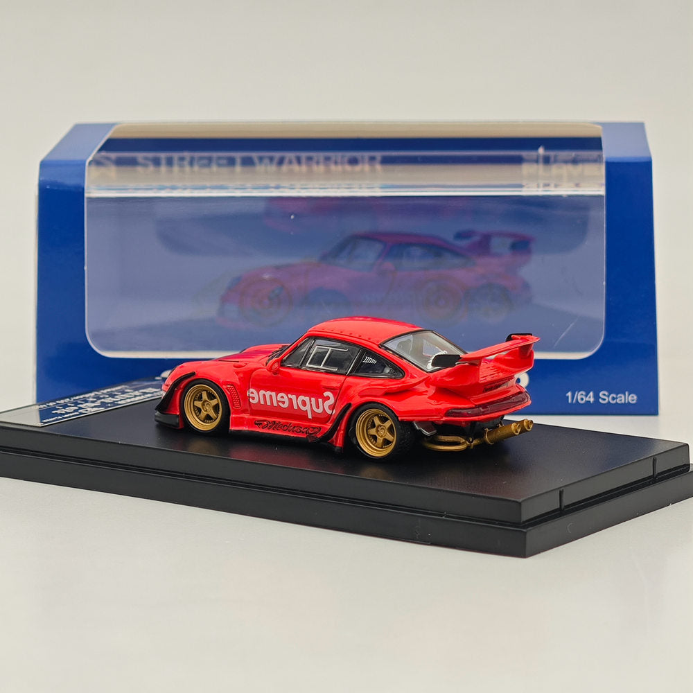 1/64 Scale RWB Porsche 993 GT RAUH Welt Diecast Model Car - Red Short Wing Limited Edition Collectible for Display & Racing Enthusiasts