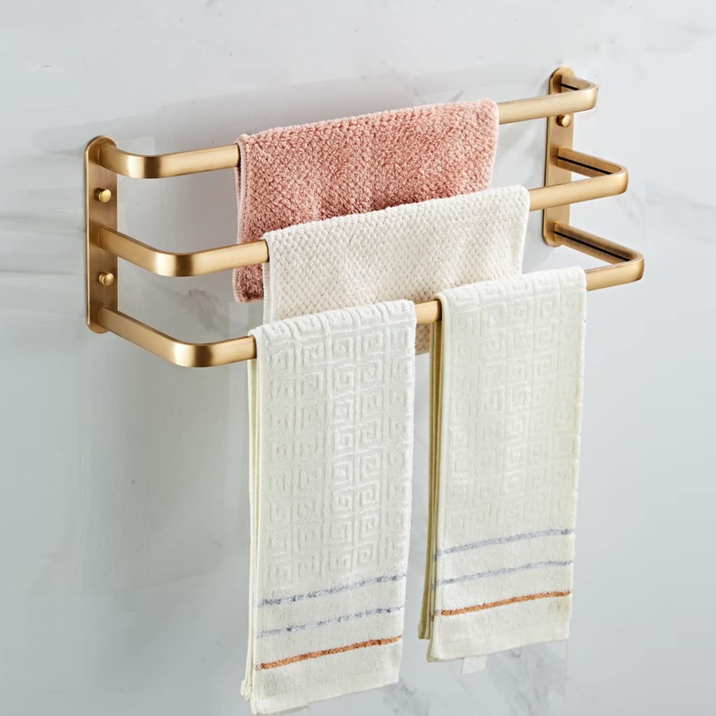 Vintage Space Aluminum Towel Rack - Double/Triple/Single Rod Bathroom Towel Holder - Antique Finish 50cm Wall Mounted Towel Bar - Perfect for Bathroom, Kitchen & Spa Decor