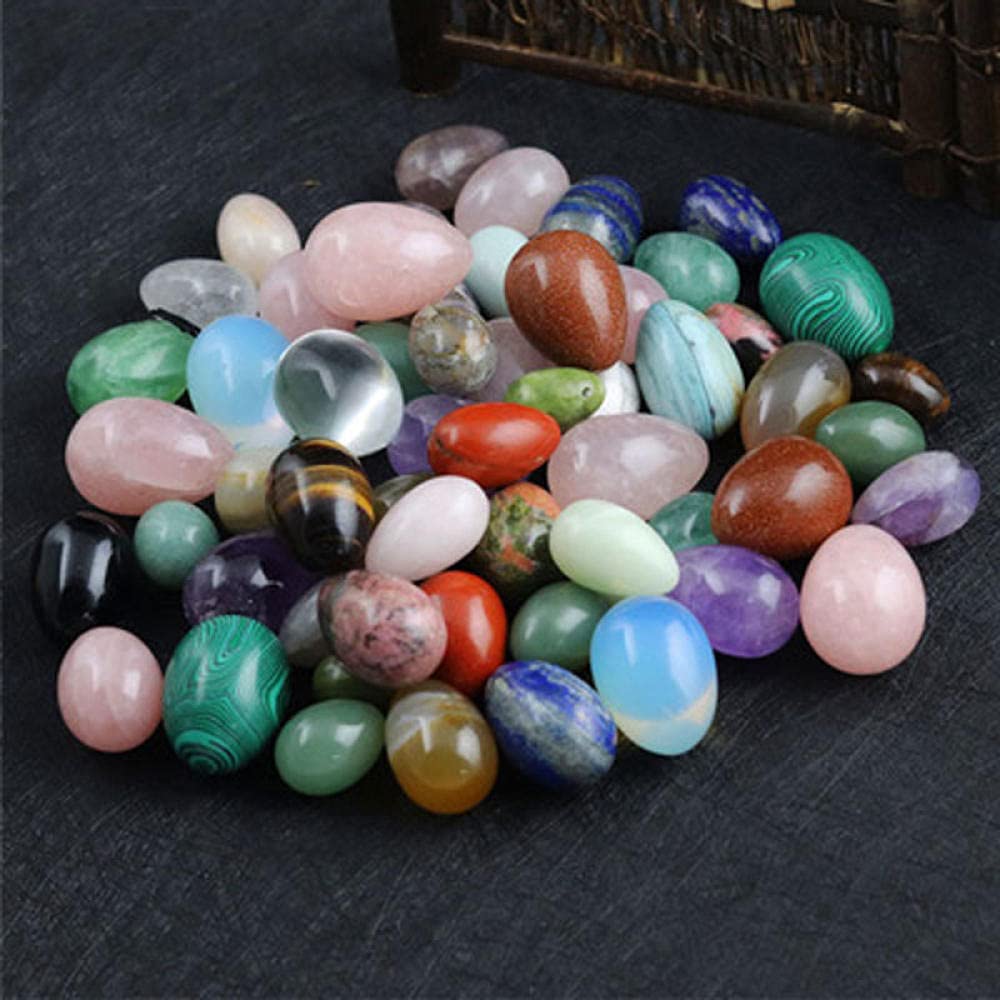 Natural Jade Yoni Egg for Kegel & Pelvic Floor Exercises - Undrilled Rose Quartz & Red Jasper Egg (45x30mm) - Enhance Intimate Wellness & Feminine Energy at Home or Yoga Practice
