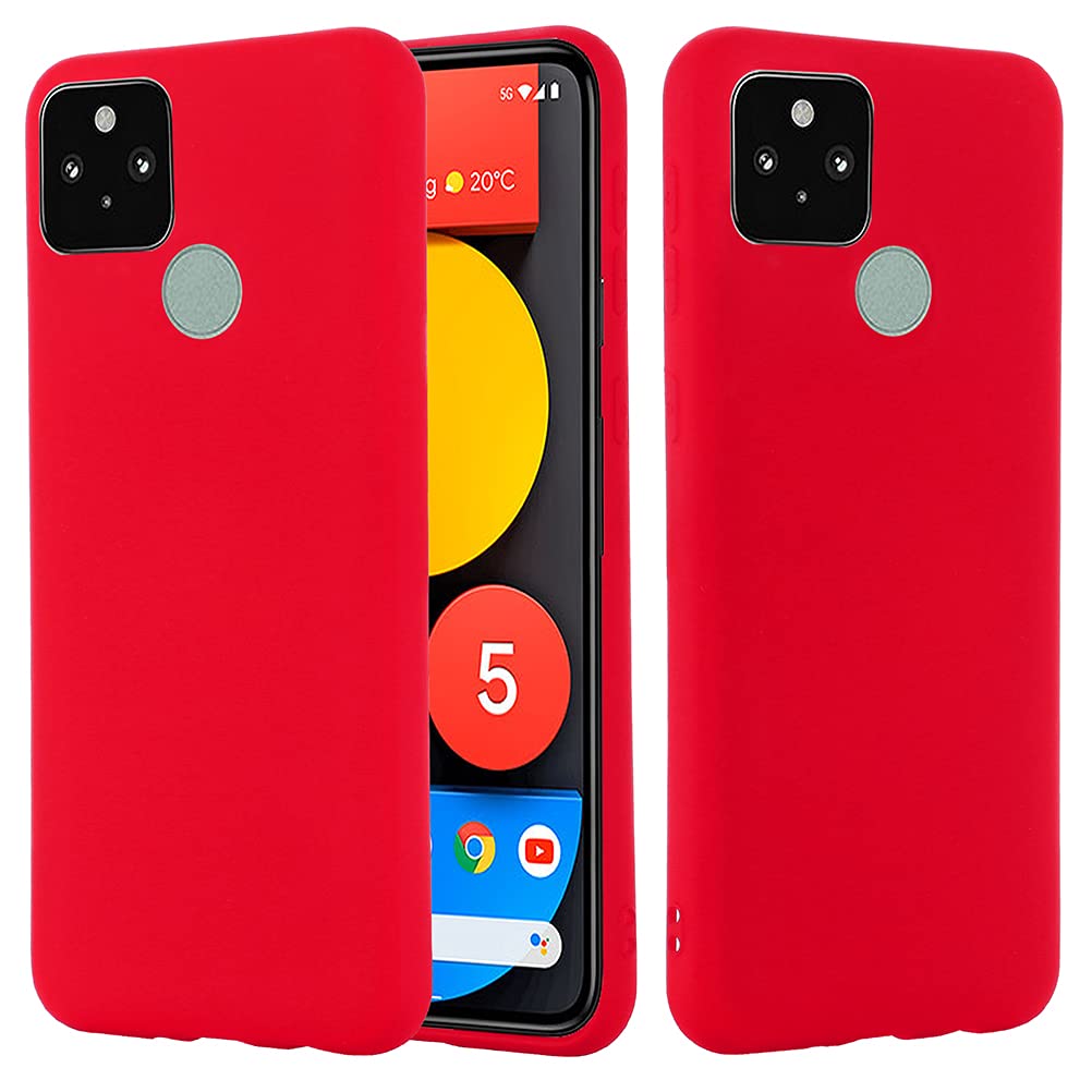 Premium Liquid Silicone Phone Case for Google Pixel 5a 5G - Shockproof & Durable Smartphone Cover with Anti-Slip Grip (Red) | Perfect for Daily Use, Outdoor Activities & Travel Protection