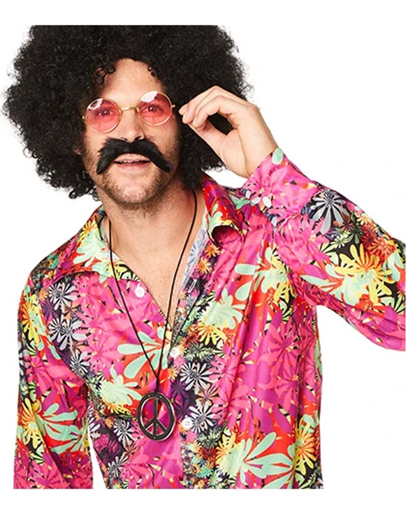 Vintage 70s Flower Power Men's Shirt - Retro Hippie Style Button Up Shirt for Casual Wear, Music Festivals & Themed Parties