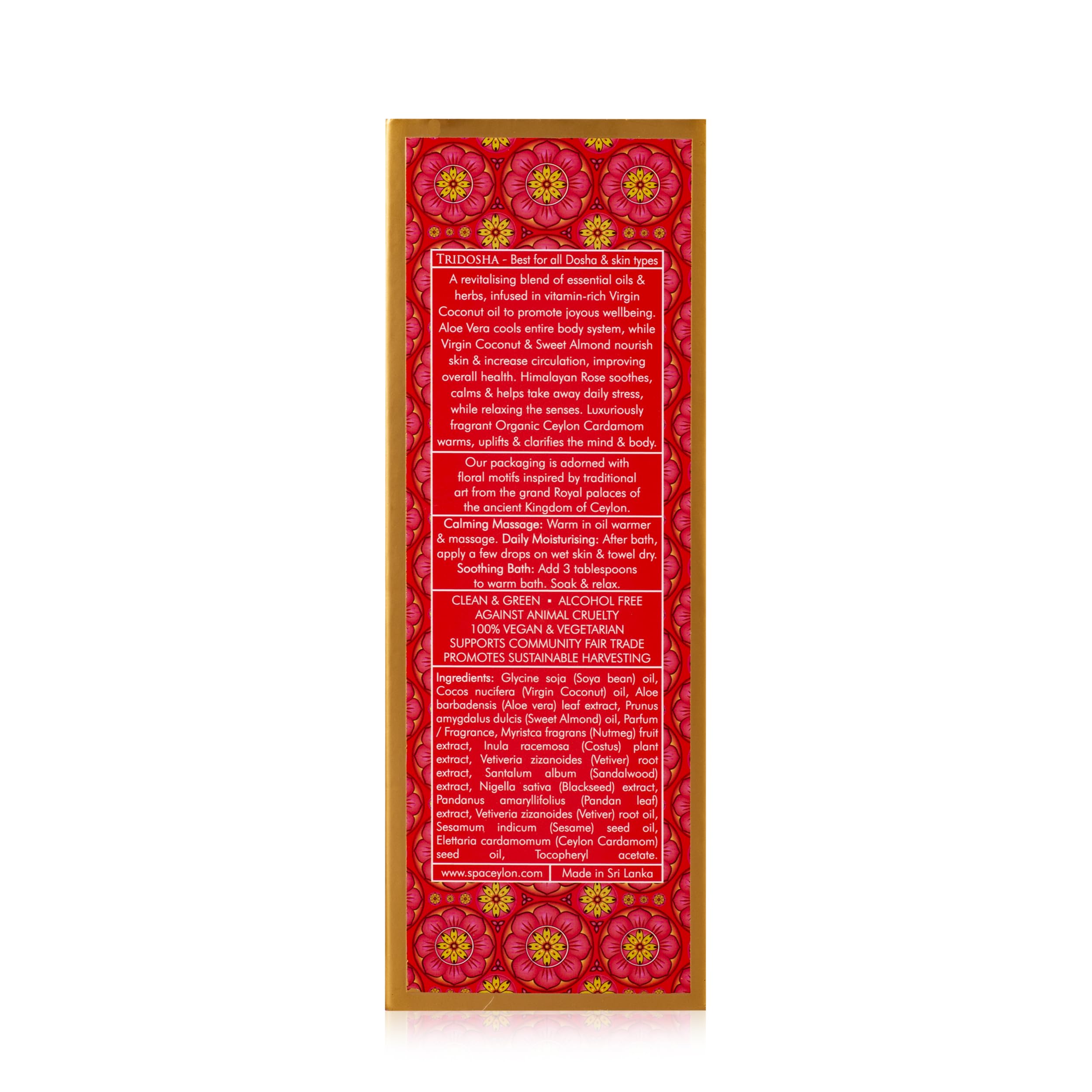 Spa Ceylon Cardamom Rose Massage & Bath Oil - 100% Natural Relaxing Body Oil for Aromatherapy, Massage Therapy & Spa Treatments | Soothing Skin Care for Stress Relief & Muscle Relaxation | Perfect for Home Spa, Couples Massage & Self-Care Rituals