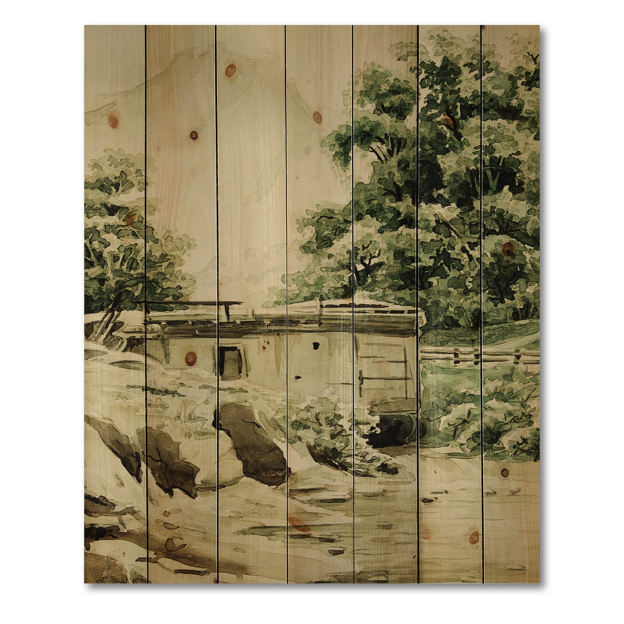 Mountain Cabin & Lodge Wood Wall Decor - Green Wood Wall Art, Large Landscape Wood Panels Printed on Natural Pine - Perfect for Rustic Home, Cabin, or Lodge Decor