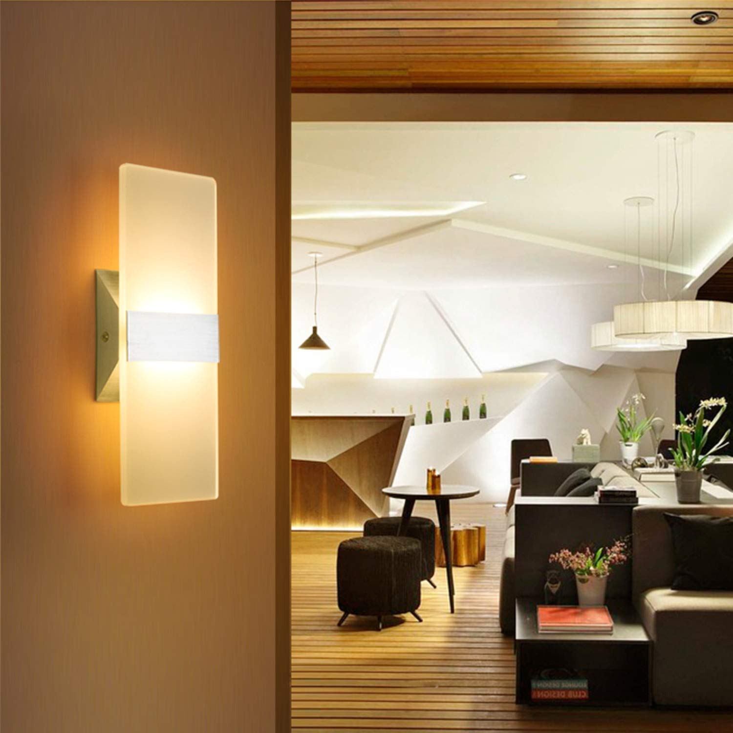 Modern LED Acrylic Wall Sconce Lighting - 12W Warm White 2700K Up Down Wall Lamp - Bedroom, Corridor, Stairs, Bathroom Indoor Lighting Fixture - Non-Dimmable Home Decor (1 Pack) - Perfect for Ambient Lighting in Living Rooms, Hallways, and Entryways