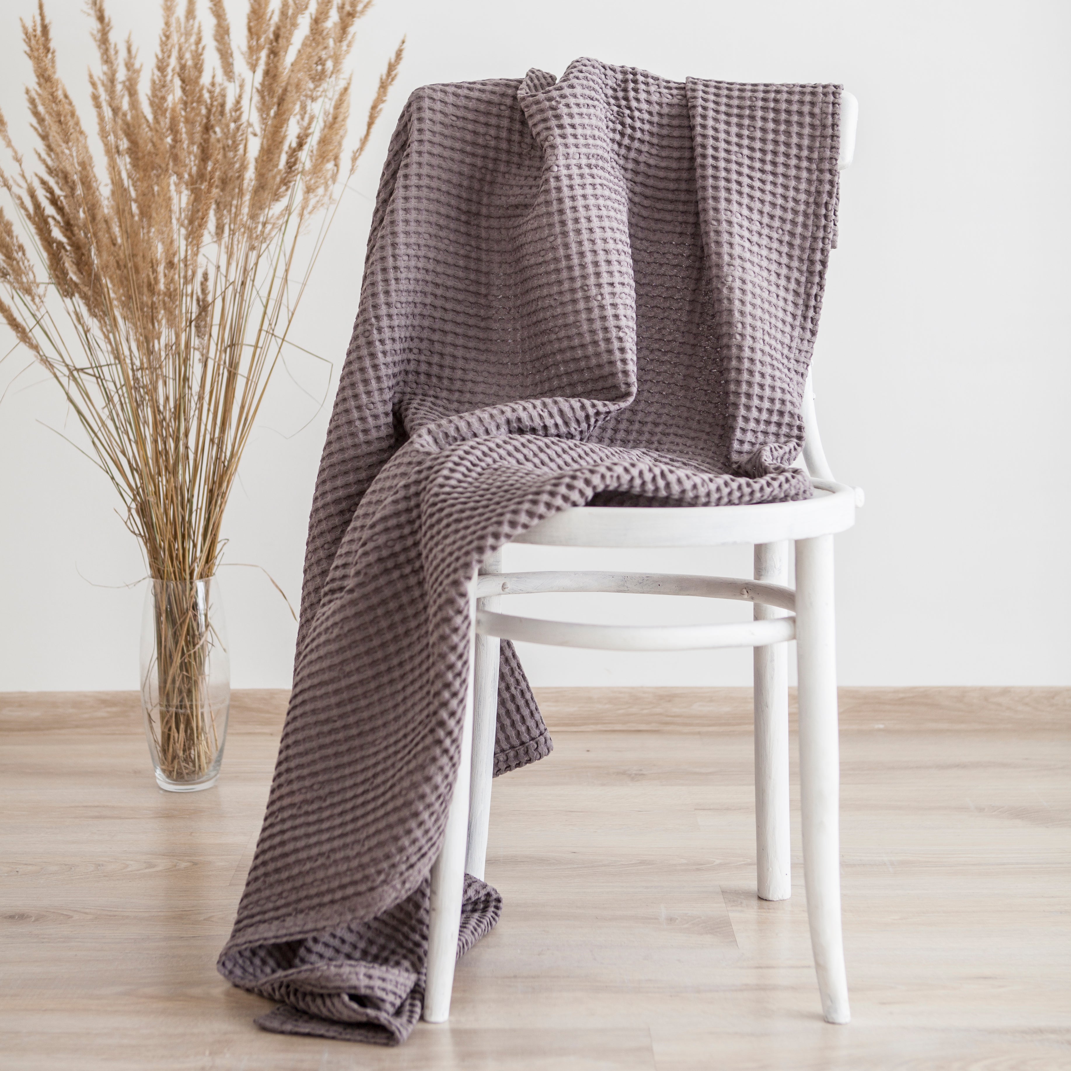 Premium Grey Waffle Bath Towel - Soft & Absorbent Cotton Towel for Spa, Gym, and Luxury Bathroom Use