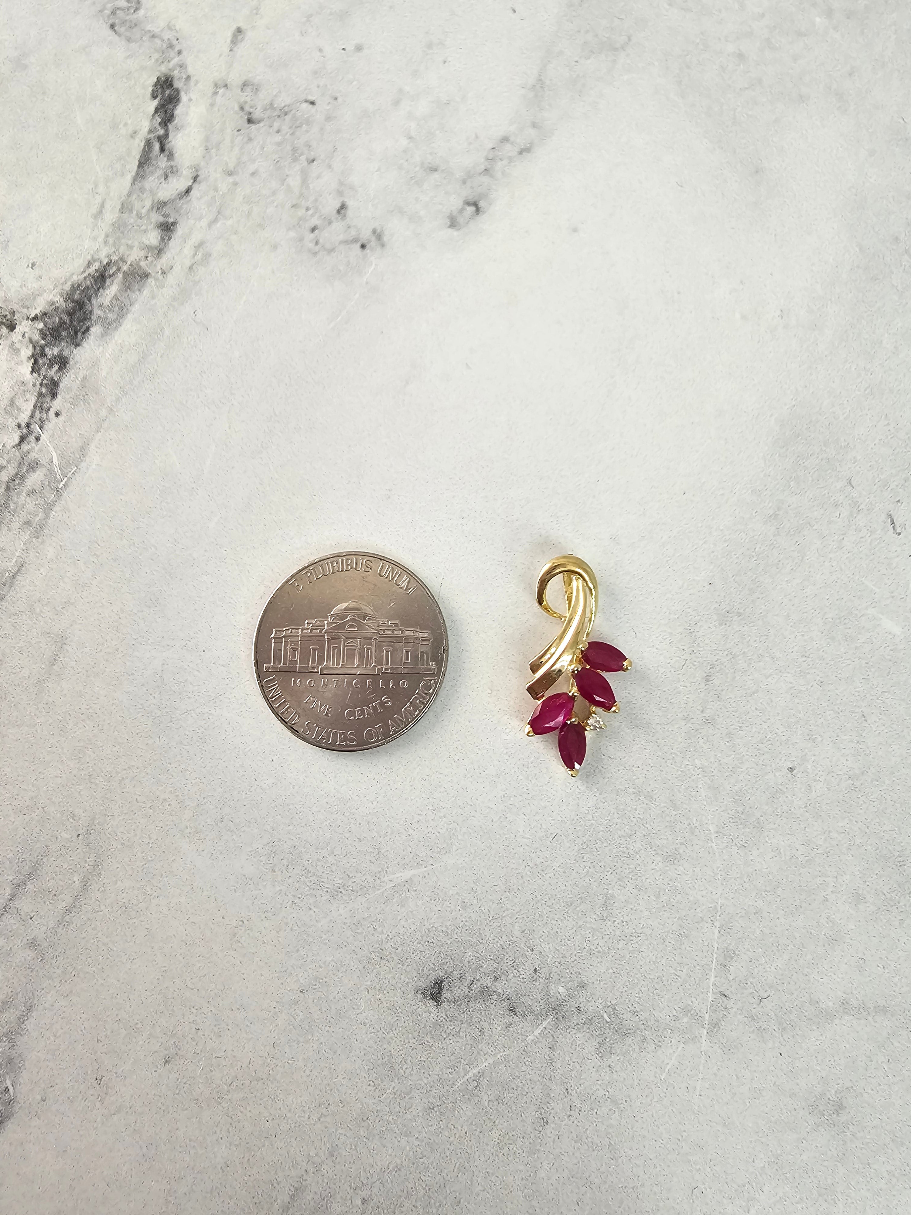 Vintage Marquise Ruby Necklace with Diamond Accent - 18K Gold Plated Elegant Jewelry for Women, Perfect for Weddings, Anniversaries & Special Occasions