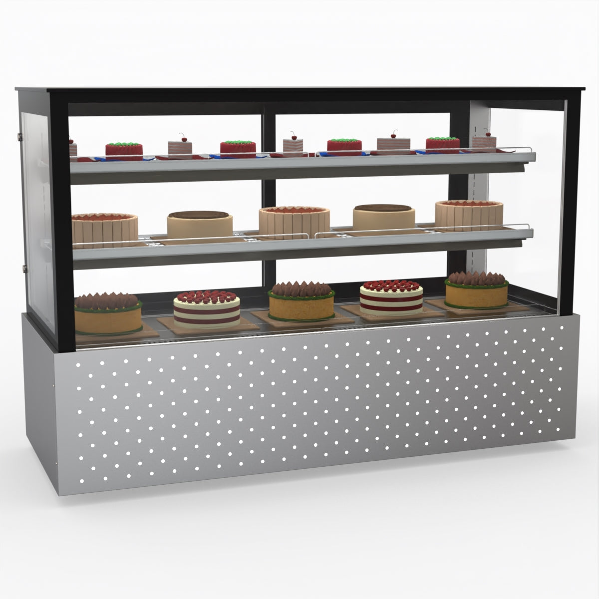 Bonvue SG180FA Commercial Refrigerated Display Case - Dual Glass Door Merchandiser for Deli, Bakery & Grocery - Perfect for Supermarkets, Convenience Stores & Cafes