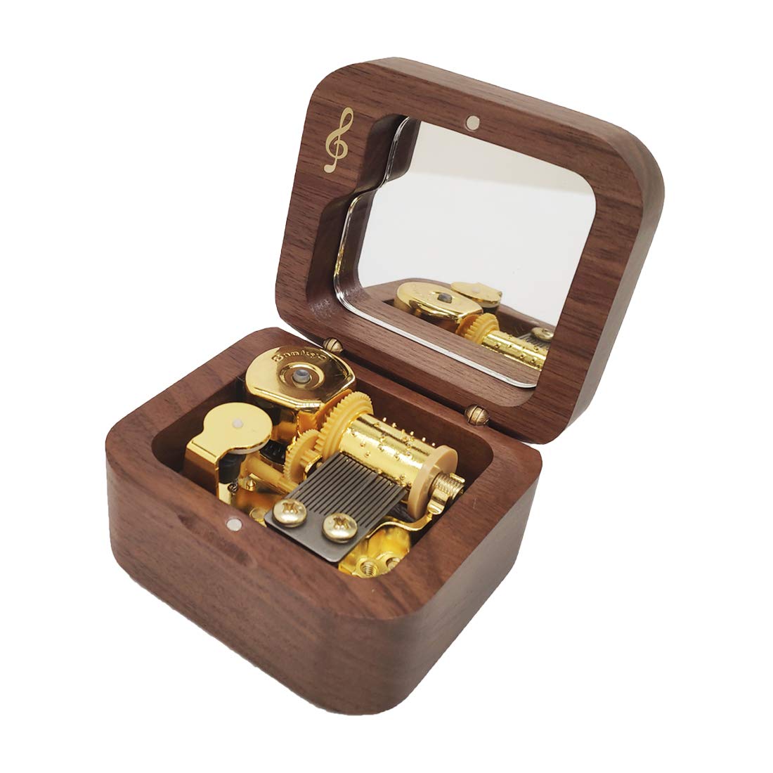 Gbrand Fly Me to The Moon Natural Walnut Wood Music Box - Hand Crank Mini Musical Gift Box for Anniversaries, Weddings & Home Decor