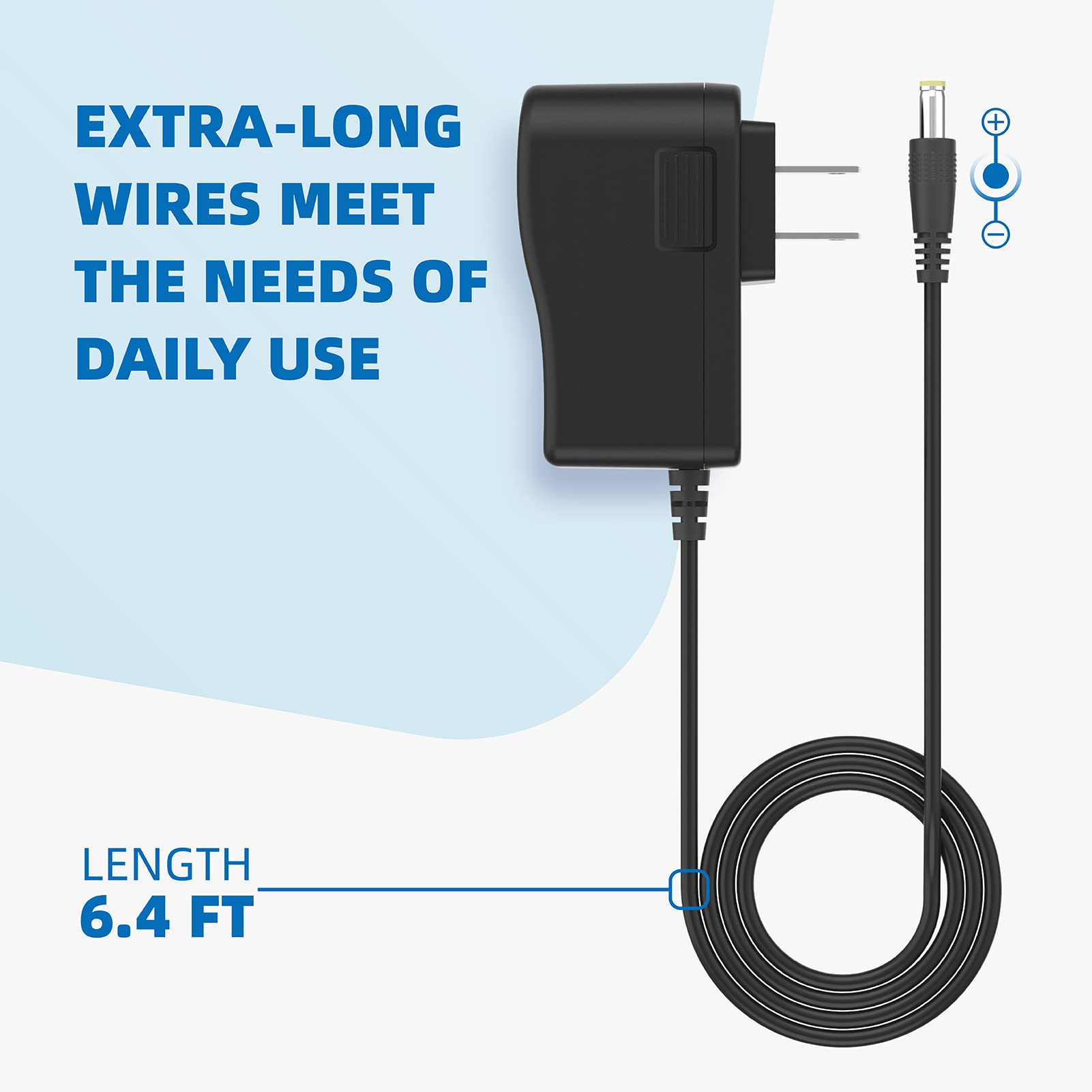 6V AC Power Adapter for iTouchless Automatic Sensor Trash Cans (2.5-23 Gallon) with 6.4Ft Cord - Replacement Power Supply for 13 Gallon Trash Cans | Perfect for Kitchen, Bathroom & Office Use
