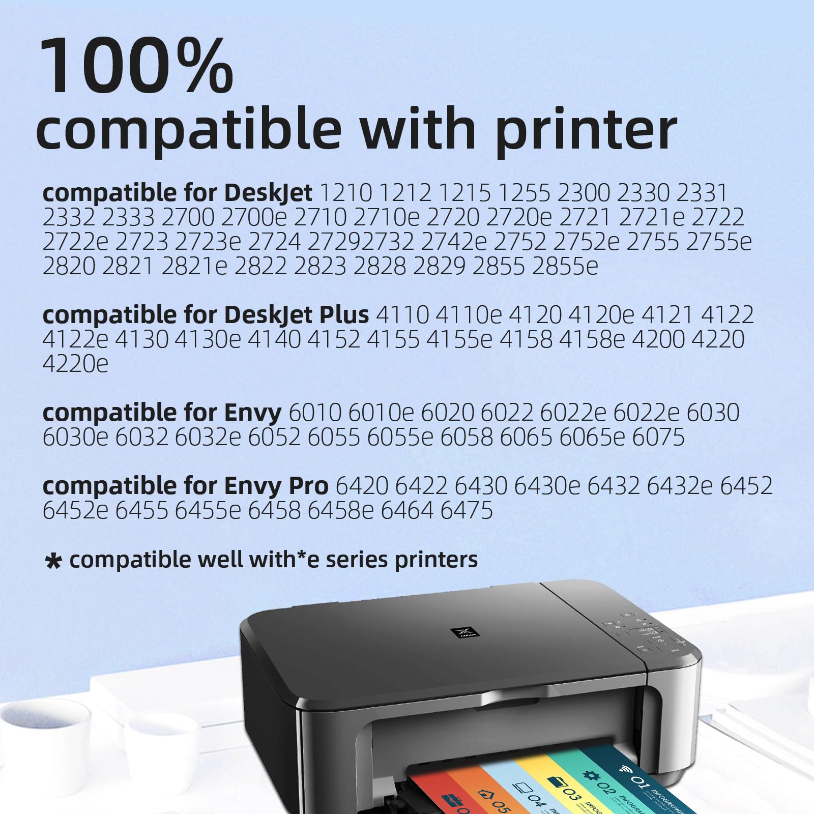NVN 67XL Ink Cartridge Combo Pack - Compatible with HP 67 Black & Color Ink Cartridges for HP DeskJet 2700/2700e/2755e/2755/2855e/4155e/4255 & Envy 6000/6055e/6400/6455e Printers - Perfect for Home Office Printing, School Projects & Small Business Documents