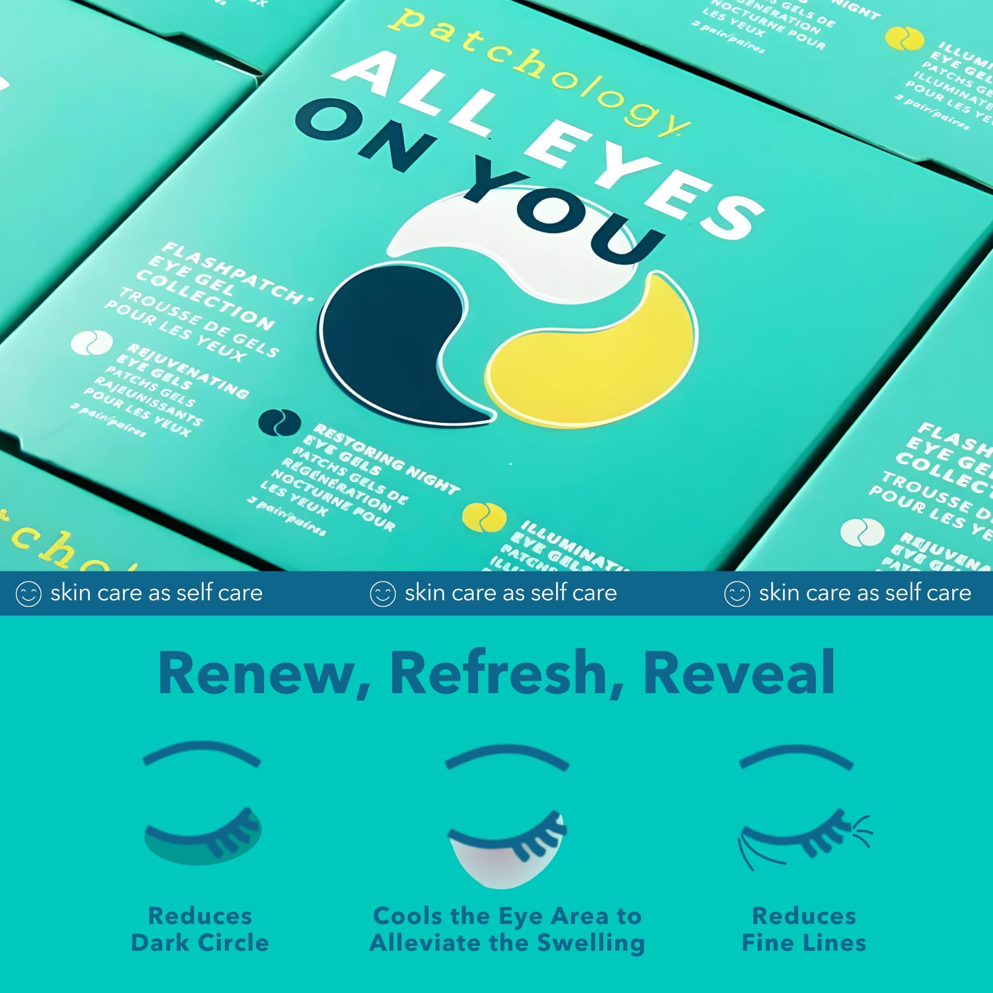 Patchology All Eyes On You Under Eye Mask - Retinol, Collagen & Green Tea Infused Eye Gels for Dark Circles, Puffiness & Wrinkles - Hydrating Under Eye Patches for Night Use, Travel & Beauty Routine - Reduce Puffy Eyes & Refresh Tired Eyes (6 Pairs) - Perfect for Skincare Routine, Spa Days & On-the-Go Self Care