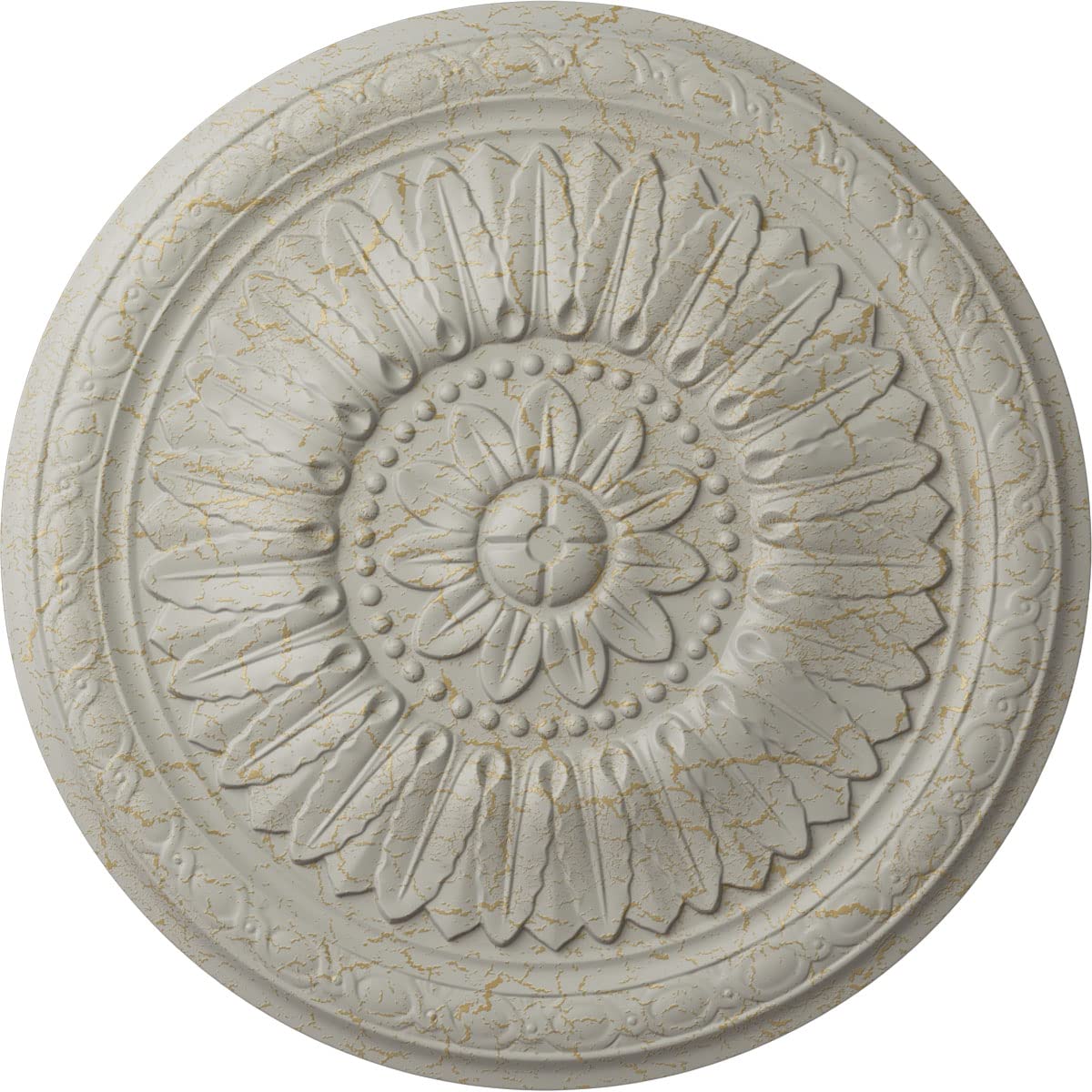 Ekena Millwork CM24TEPCC 24-Inch Temple Ceiling Medallion - Hand-Painted Pot of Cream Crackle Finish, 1-5/8