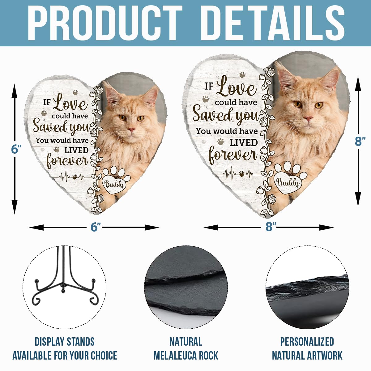 Personalized Cat Memorial Stone with Photo - Custom Pet Loss Gift for Cat Lovers | Sympathy Gift for Loss of Beloved Cat | In Loving Memory Keepsake | Perfect for Garden Memorials, Pet Graves & Healing After Losing a Feline Friend