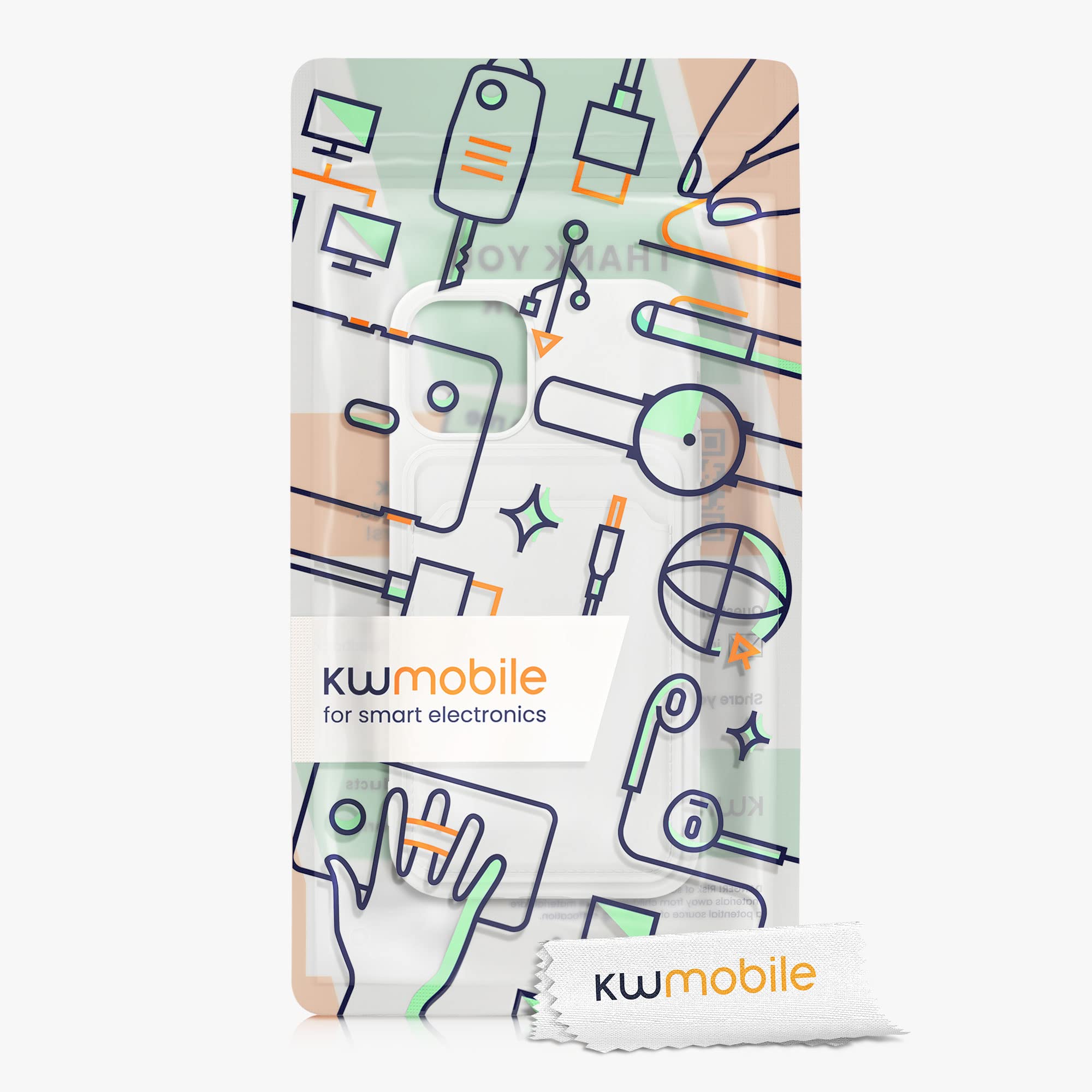 kwmobile Shockproof TPU Phone Case Compatible with Apple iPhone 12 Mini - Slim Protective Cover with Credit Card Holder (White) - Perfect for Everyday Use, Travel & Business Meetings