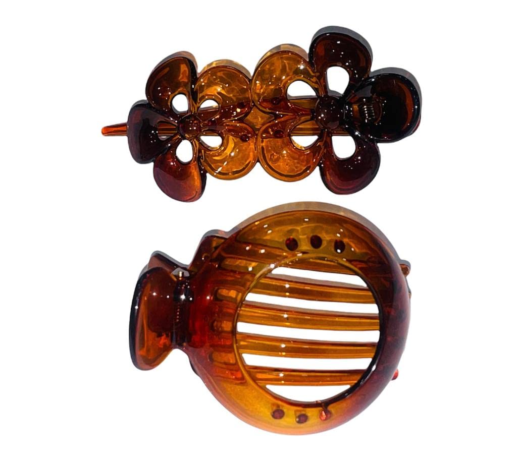 2-Piece Large Butterfly Hair Clips for Women - Korean Style Clutch Claw Clips in Black & Brown | Perfect for Updos, Ponytails and Everyday Hair Accessories