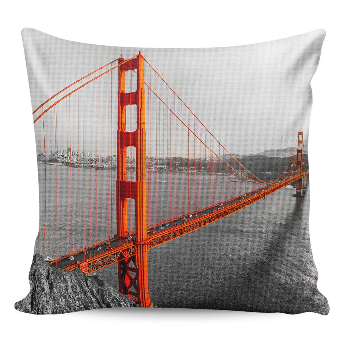 CHARMHOME San Francisco Golden Gate Bridge Scenic Square Throw Pillow Covers 18x18 Inch - Decorative Cushion Cases for Sofa, Couch, Bed & Home Decor | Perfect for Living Room, Bedroom & Office Accents