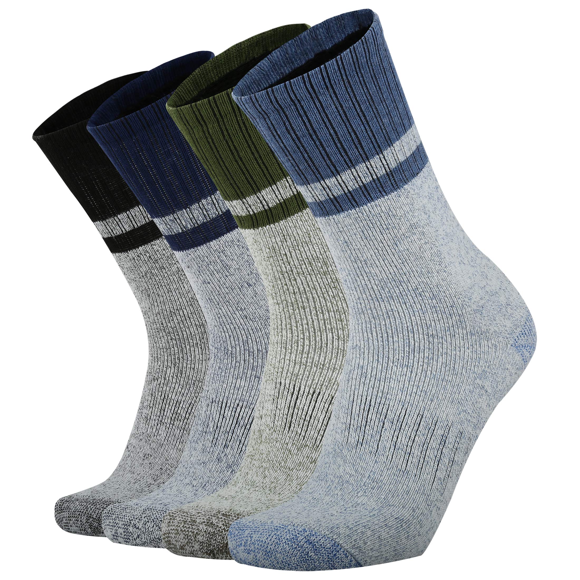 Ortis Men's 4 Pack Merino Wool Work Boot Socks - Moisture Wicking, Cushioned for Heavy Duty & Hiking - Perfect for Construction, Outdoor Work and Camping