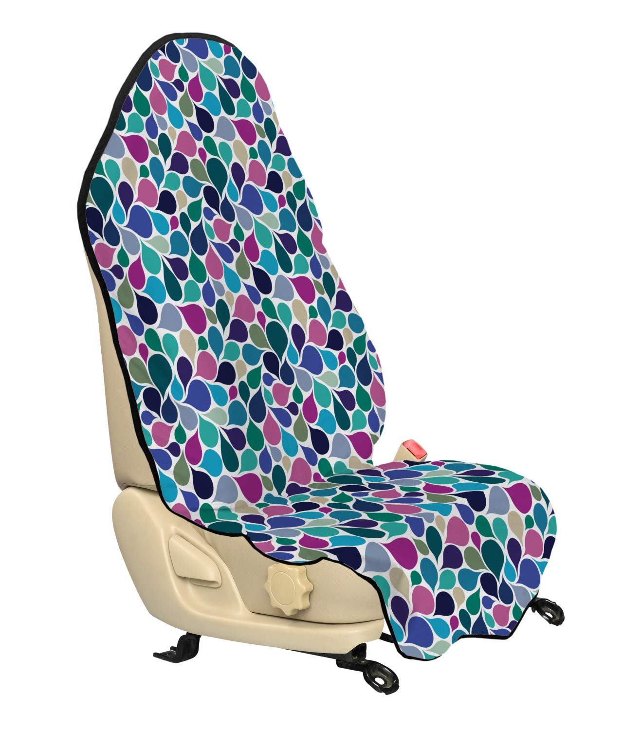 Ambesonne Abstract Car Seat Cover Hoodie - Digital Raindrops Leafage Print, Non-Slip Backing, Universal Fit (30