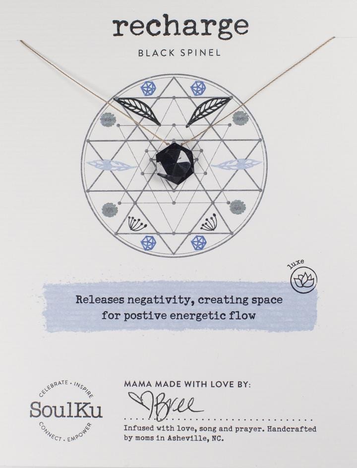 Black Spinel Sacred Geometry Necklace for Energy Recharge & Protection | Spiritual Jewelry for Meditation, Yoga & Healing