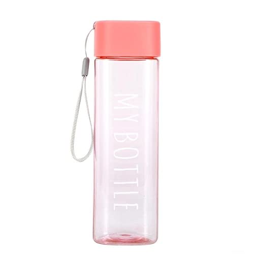 500ml Transparent Square Plastic Matte Water Bottle - Leakproof Outdoor Sports Cup for Juice, Iced Coffee & Hydration - Portable with Carry Rope for Gym, Hiking & Travel