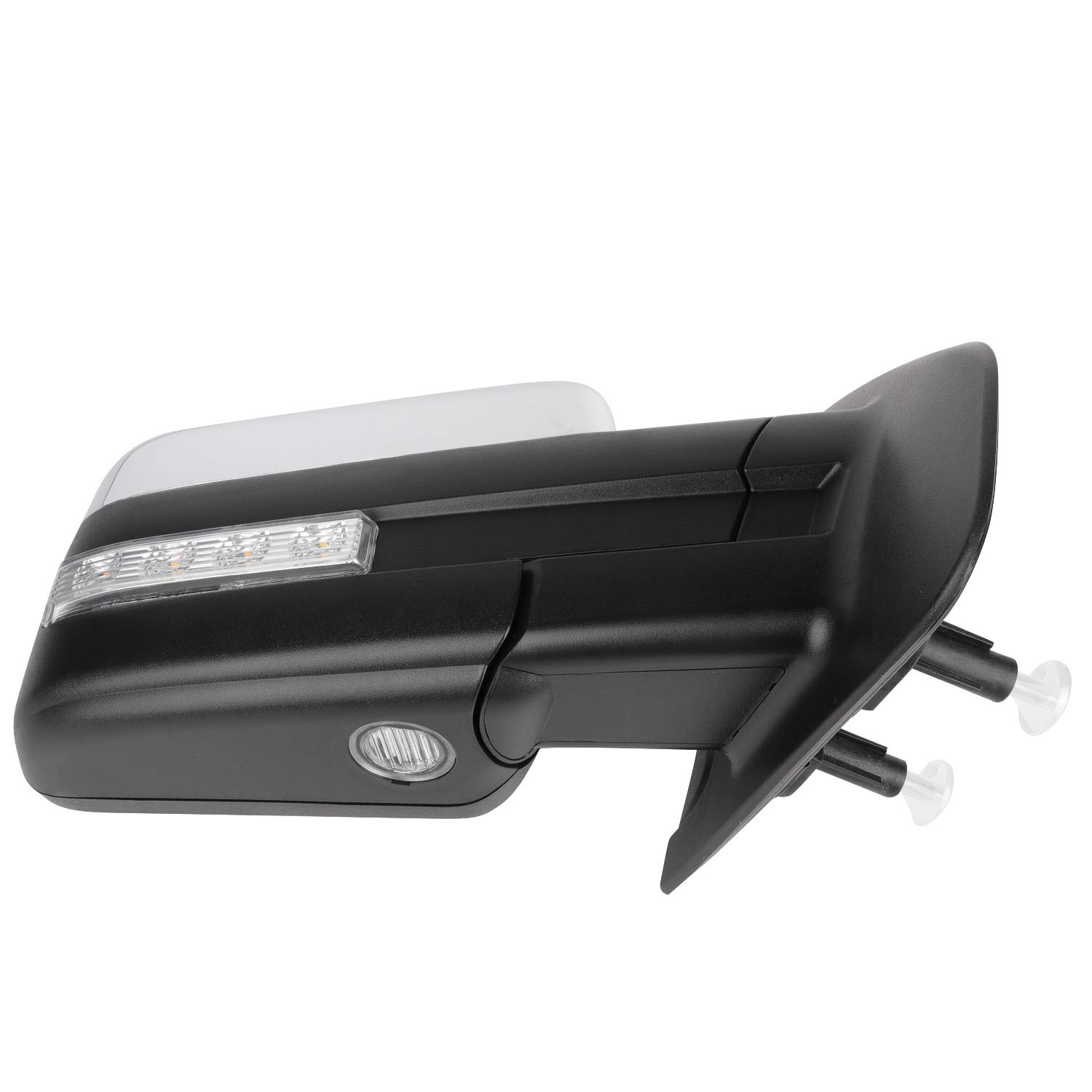 CCiyu Chrome Power Heated Towing Mirrors with Turn Signal & Puddle Light - Manual Folding LH/RH Side Replacement for Ford F-150 2004-2014 Models - Perfect for Towing, Night Driving & Off-Road Adventures