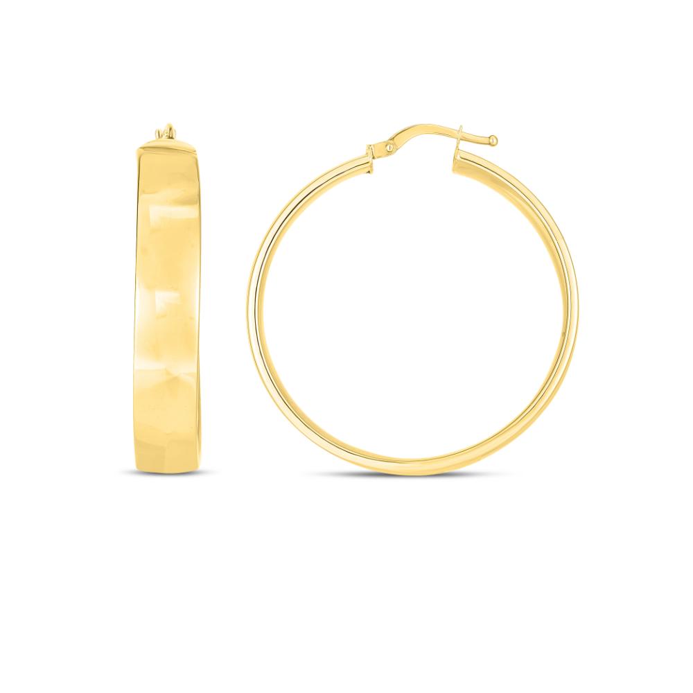 14K Gold 35mm Hoop Earrings for Women - Elegant Wedding Band Hoops for Brides, Bridesmaids & Special Occasions