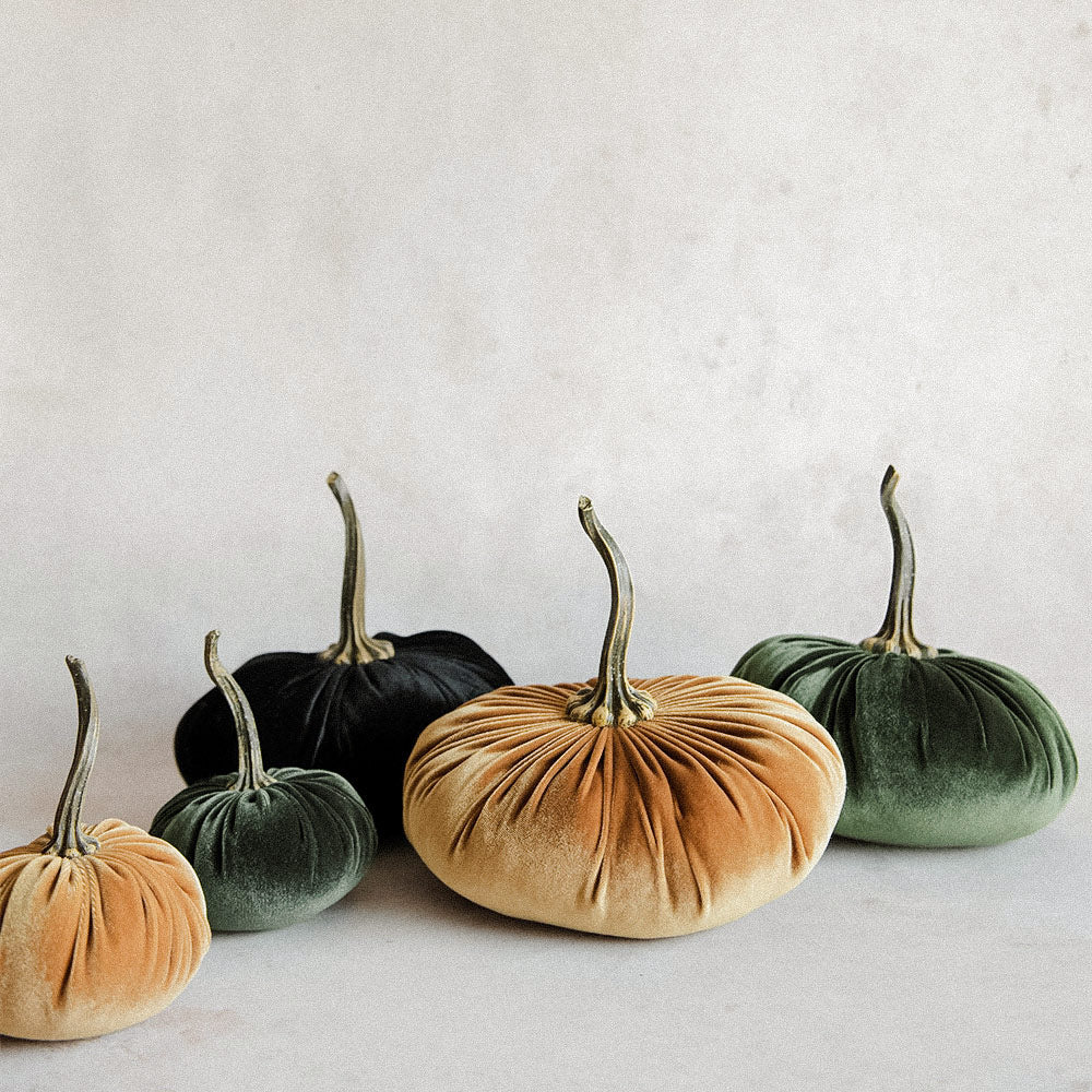 Luxury Velvet Pumpkin Decor for Fall - Elegant Autumn Home Decor, Thanksgiving & Halloween Table Centerpiece, Seasonal Mantel Display