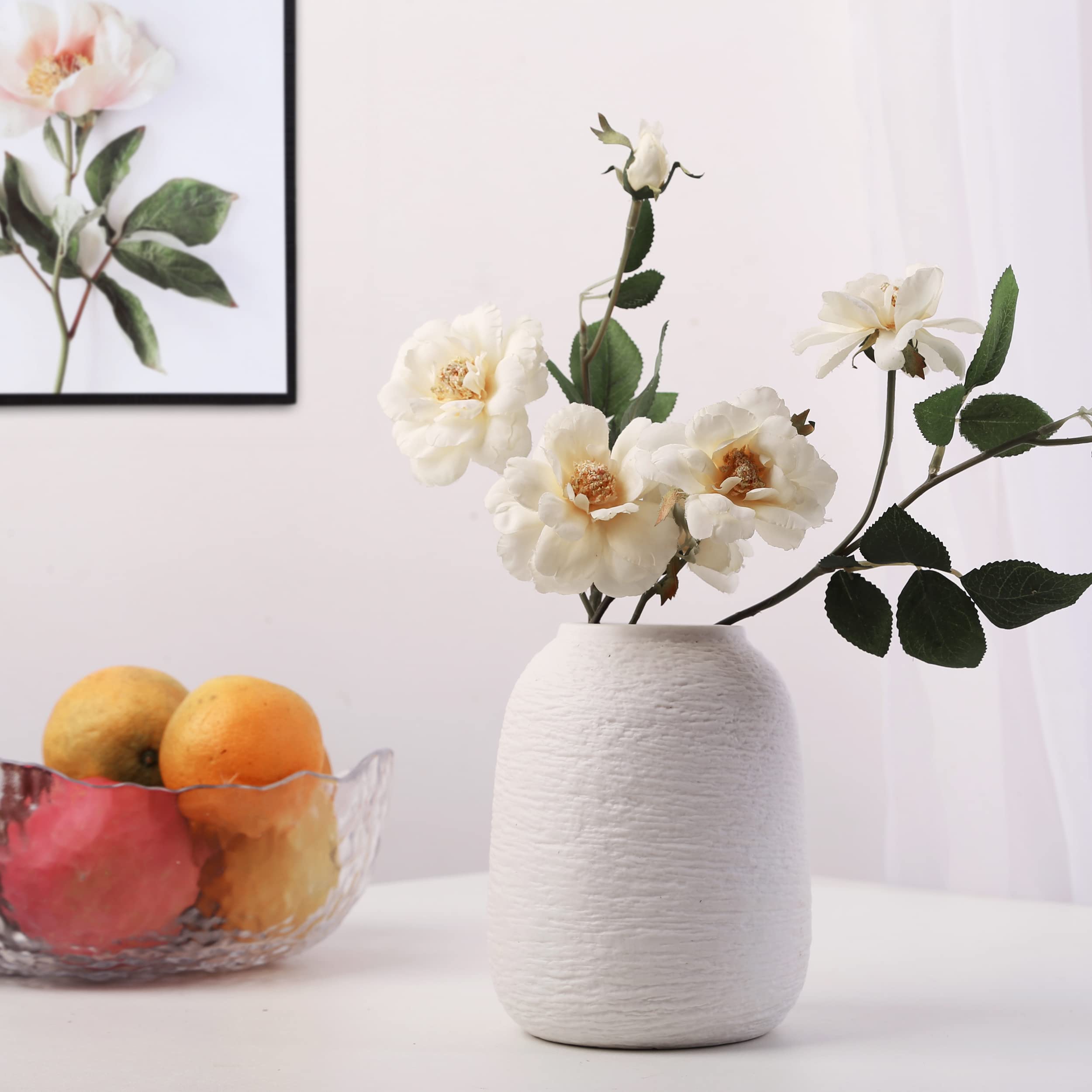 Minimalist White Ceramic Vase - 5.9 Inch Home Decor for Living Room, Bedroom & Office - Perfect for Christmas, Independence Day & Holiday Decorations (ZJ White)