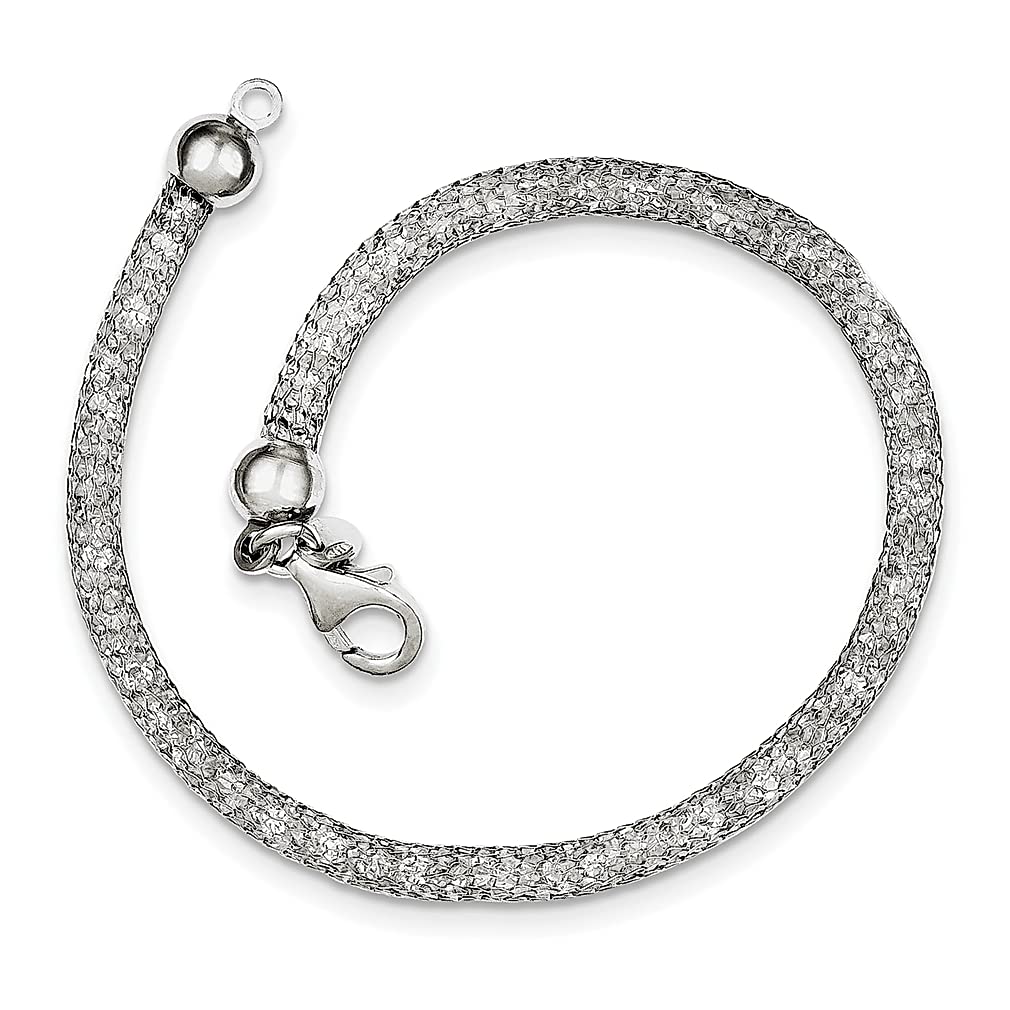 925 Sterling Silver Mesh Bracelet with Strass Crystals - Elegant Women's Fine Jewelry Gift for Her | Perfect for Parties, Weddings & Special Occasions