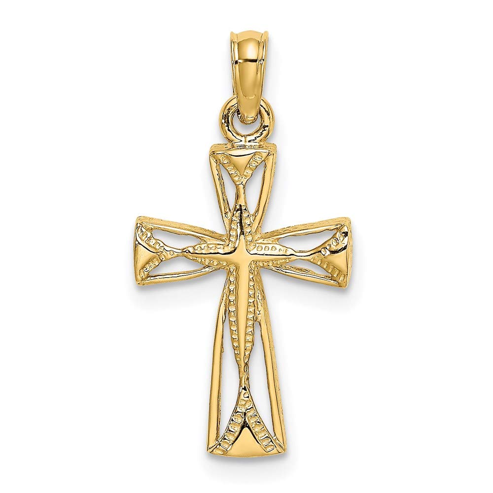 14K Yellow Gold Cut-Out Cross Pendant with Triangle Ends - Elegant Religious Jewelry for Women - Perfect for Baptism, Confirmation & Everyday Faith-Based Fashion
