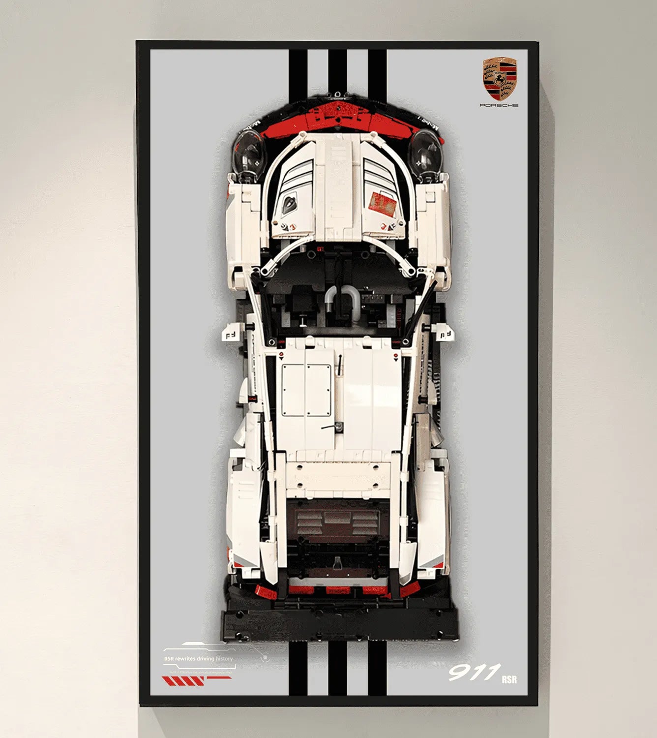 LEGO 42096 Technic Porsche 911 RSR Wall Display Frame - Showcase Your Model Car Collection | Perfect for Home, Office & LEGO Enthusiasts Decor