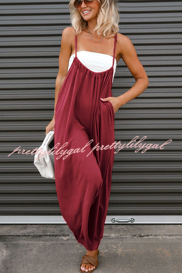 Unstoppable Feeling Women's Pocketed Tie-Waist Wide Leg Denim Overalls - Casual Chic Jumpsuit for Streetwear, Music Festivals & Everyday Wear