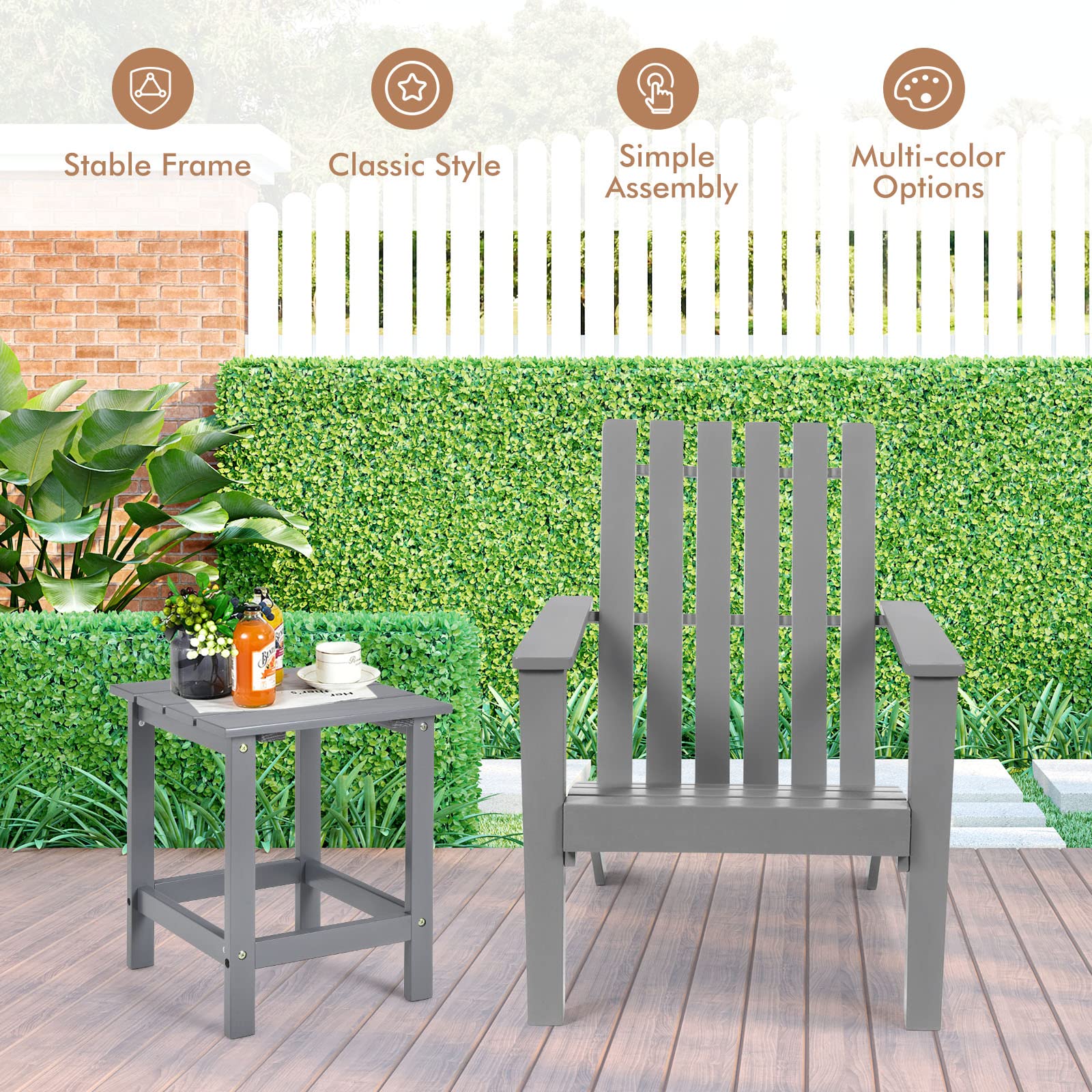 **Tangkula 2-Piece Grey Acacia Wood Adirondack Chairs – Weather-Resistant Outdoor Armchairs for Patio, Garden, Backyard, Deck & Fire Pit – Perfect for Lawn, Porch, Campfire & Relaxation**